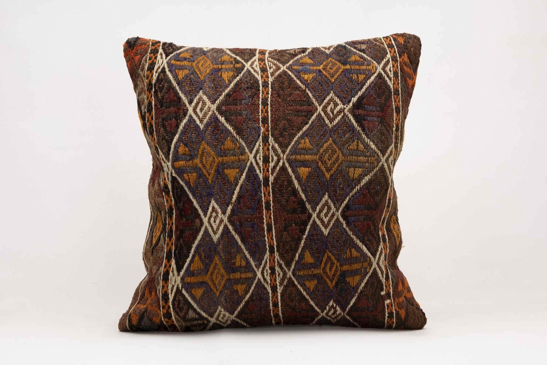20x20 inches (50x50 cm) Kilim Pillow | KILIM WHOLESALE - Vintage Handmade Pillows - Vintage Handmade Kilim Rugs - It is 100% wool. Artistic and historical rugs. Old handwoven rugs. - Online hand woven rugs and kilim cushions sales. Shipping to a