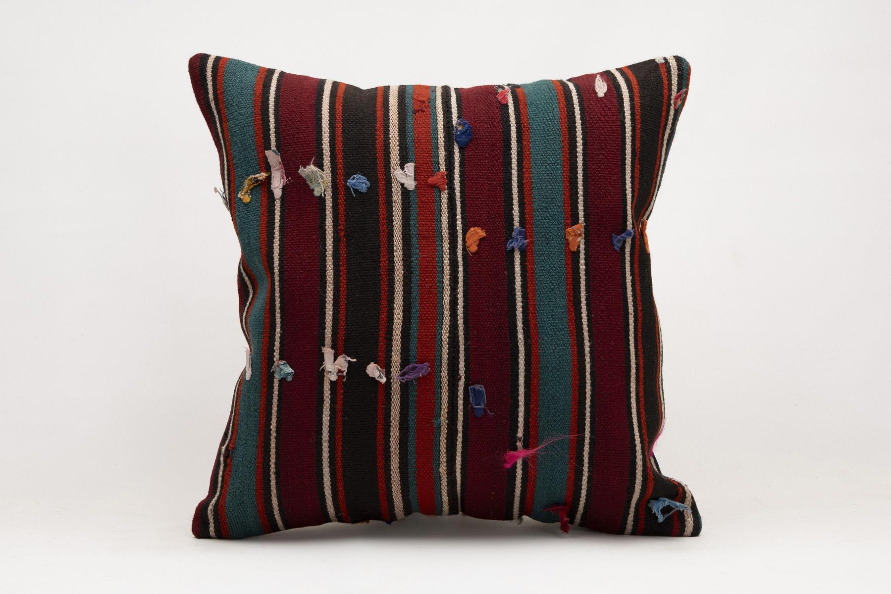 20x20 inches (50x50 cm) Kilim Pillow | KILIM WHOLESALE - Vintage Handmade Pillows - Vintage Handmade Kilim Rugs - It is 100% wool. Artistic and historical rugs. Old handwoven rugs. - Online hand woven rugs and kilim cushions sales. Shipping to a