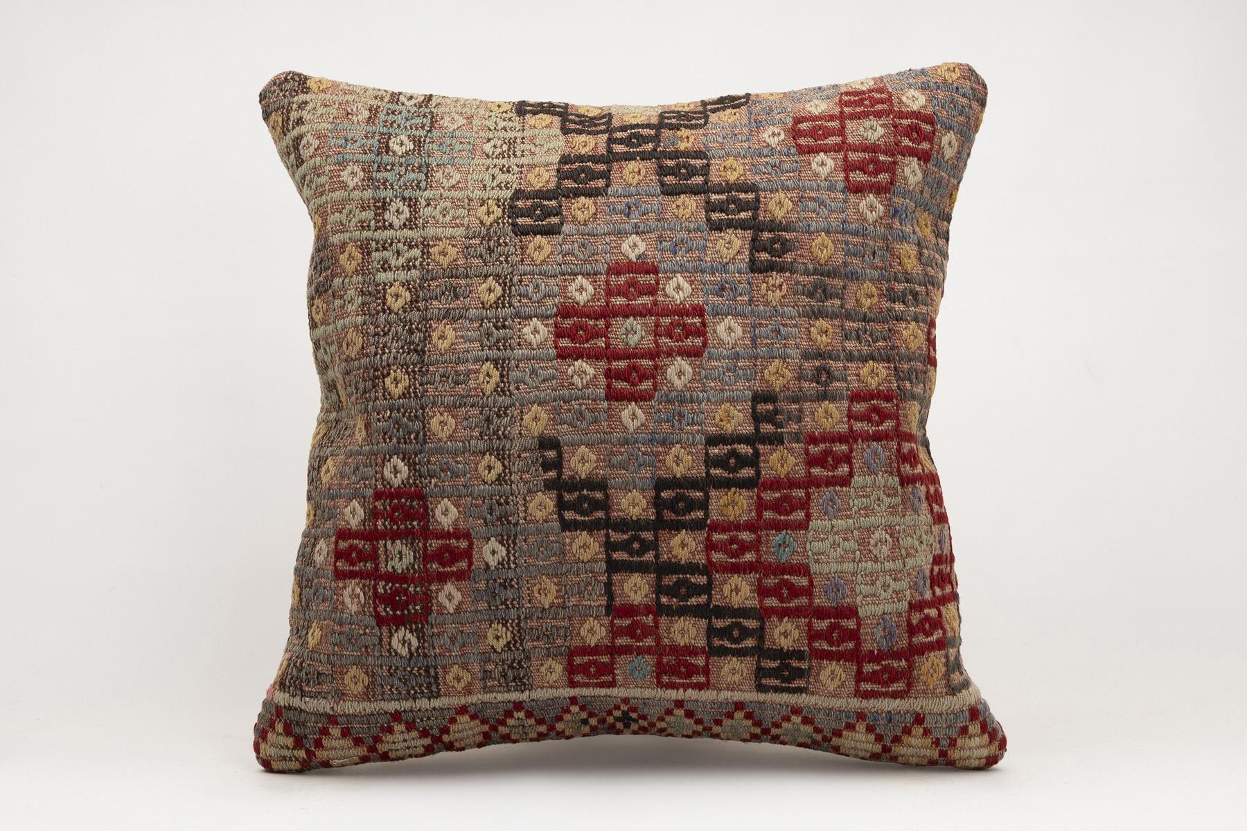 20x20 inches (50x50 cm) Kilim Pillow | KILIM WHOLESALE - Vintage Handmade Pillows - Vintage Handmade Kilim Rugs - It is 100% wool. Artistic and historical rugs. Old handwoven rugs. - Online hand woven rugs and kilim cushions sales. Shipping to a