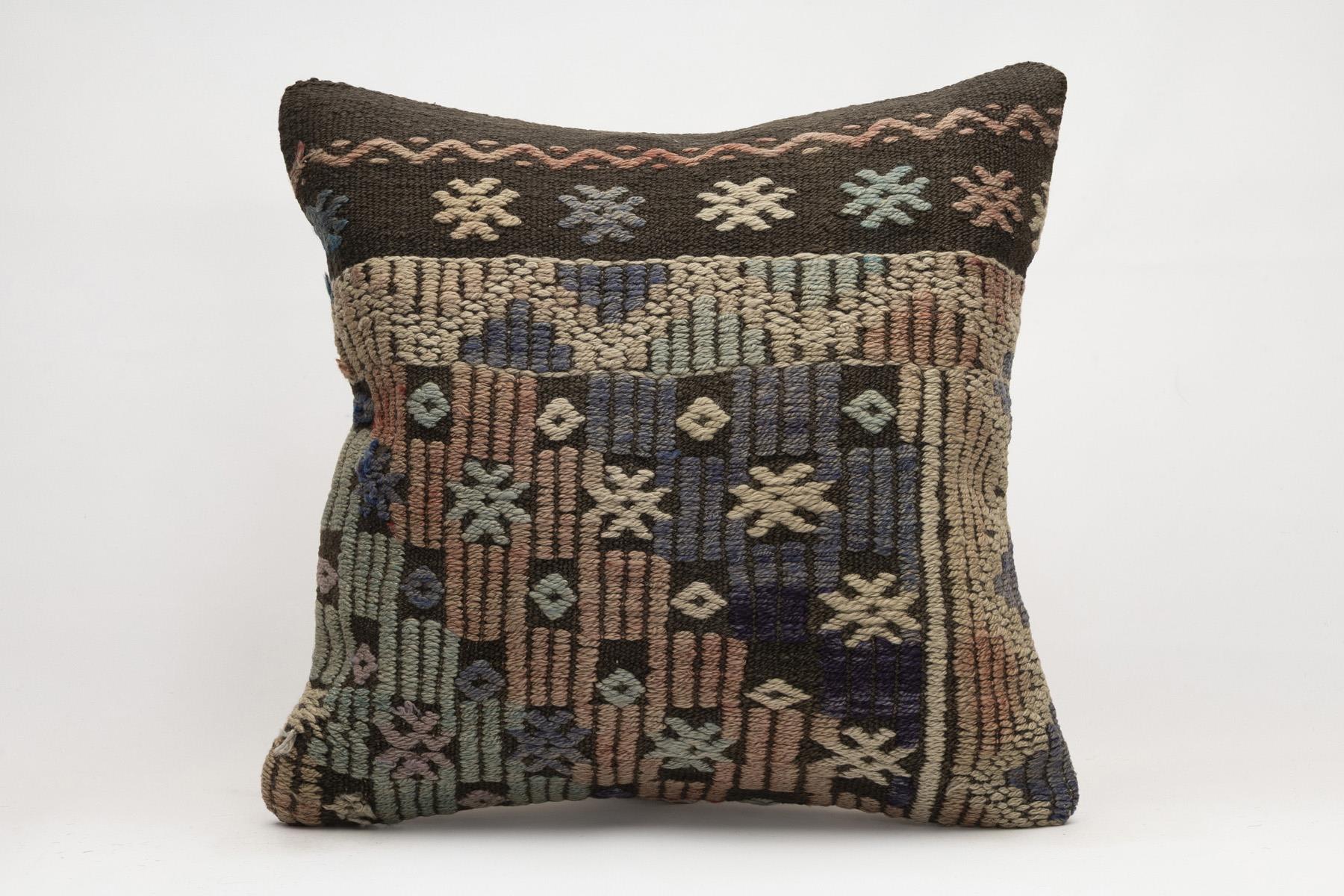 20x20 inches (50x50 cm) Kilim Pillow | KILIM WHOLESALE - Vintage Handmade Pillows - Vintage Handmade Kilim Rugs - It is 100% wool. Artistic and historical rugs. Old handwoven rugs. - Online hand woven rugs and kilim cushions sales. Shipping to a