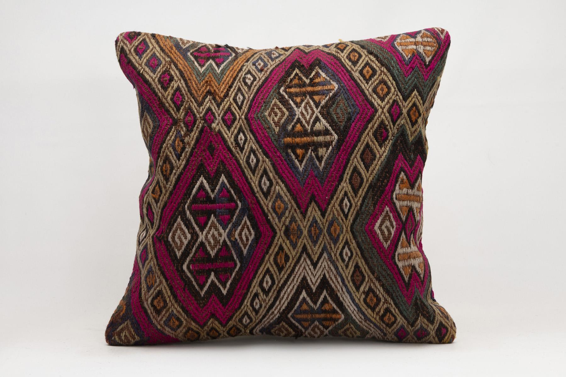 20x20 inches (50x50 cm) Kilim Pillow | KILIM WHOLESALE - Vintage Handmade Pillows - Vintage Handmade Kilim Rugs - It is 100% wool. Artistic and historical rugs. Old handwoven rugs. - Online hand woven rugs and kilim cushions sales. Shipping to a