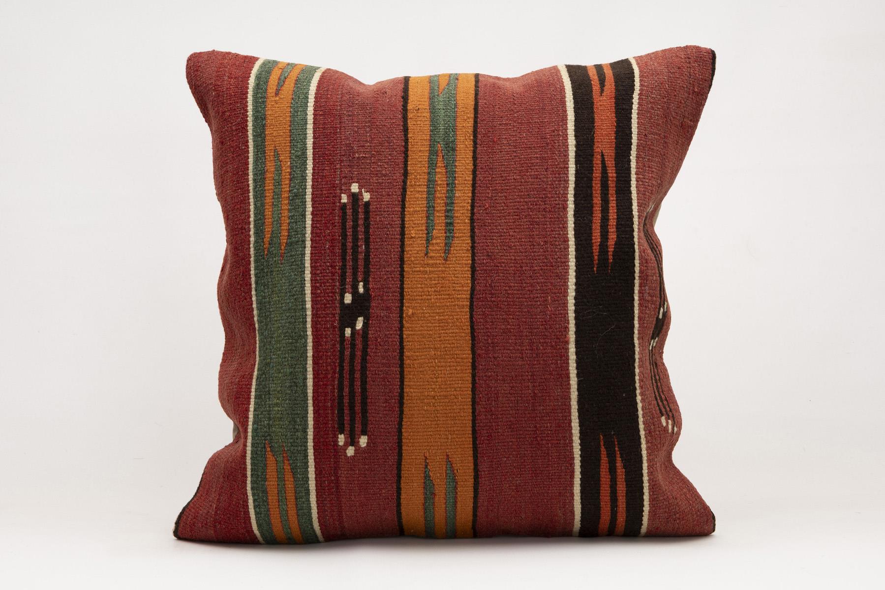 20x20 inches (50x50 cm) Kilim Pillow | KILIM WHOLESALE - Vintage Handmade Pillows - Vintage Handmade Kilim Rugs - It is 100% wool. Artistic and historical rugs. Old handwoven rugs. - Online hand woven rugs and kilim cushions sales. Shipping to a