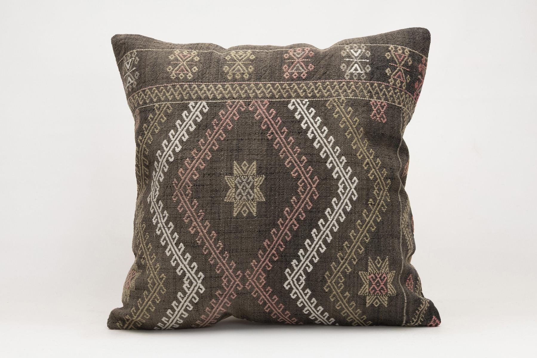 20x20 inches (50x50 cm) Kilim Pillow | KILIM WHOLESALE - Vintage Handmade Pillows - Vintage Handmade Kilim Rugs - It is 100% wool. Artistic and historical rugs. Old handwoven rugs. - Online hand woven rugs and kilim cushions sales. Shipping to a
