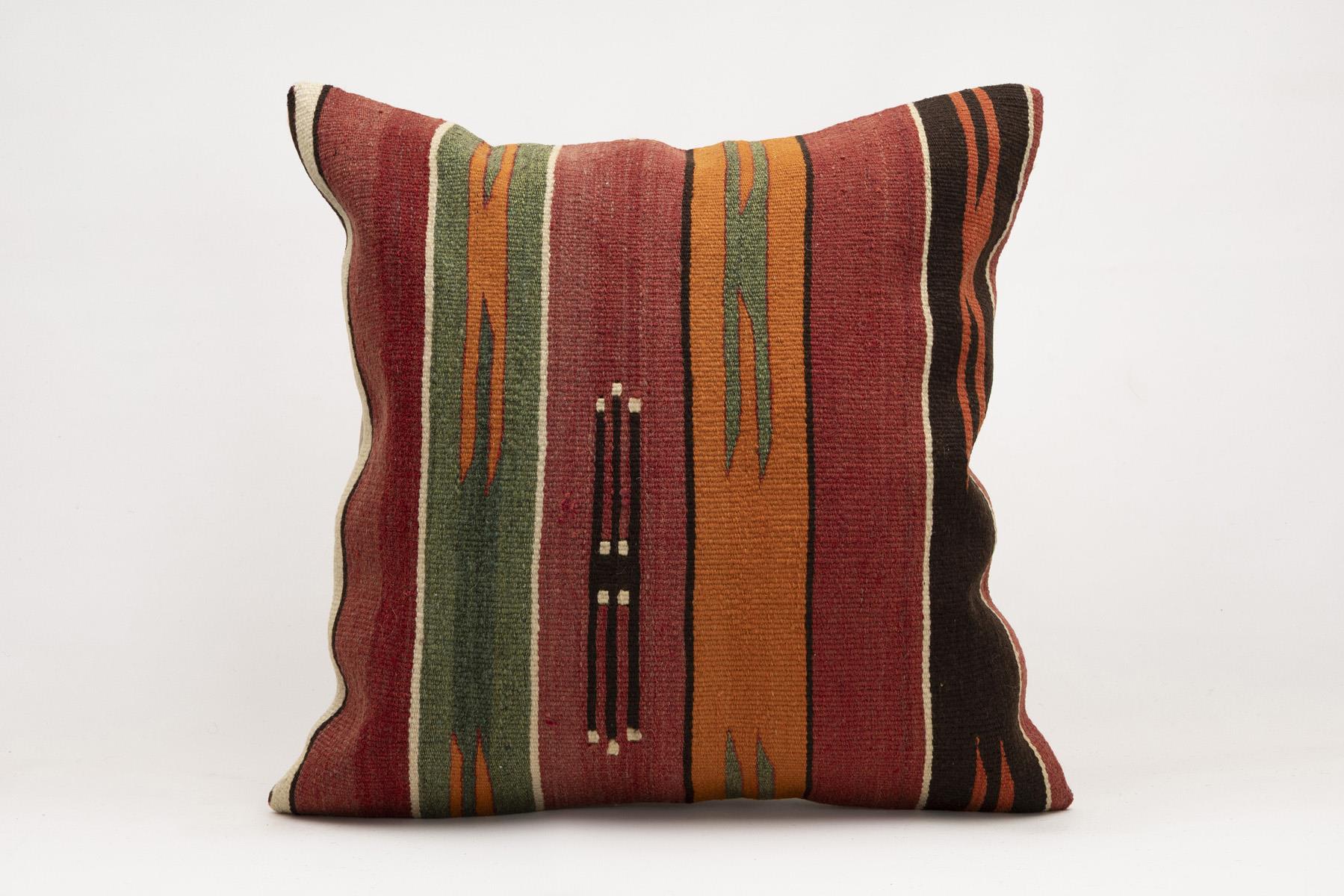 20x20 inches (50x50 cm) Kilim Pillow | KILIM WHOLESALE - Vintage Handmade Pillows - Vintage Handmade Kilim Rugs - It is 100% wool. Artistic and historical rugs. Old handwoven rugs. - Online hand woven rugs and kilim cushions sales. Shipping to a