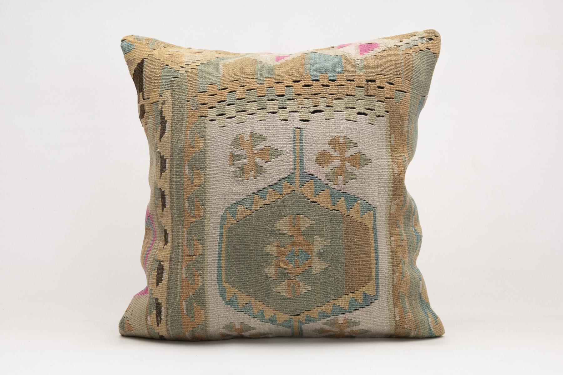 20x20 inches (50x50 cm) Kilim Pillow | KILIM WHOLESALE - Vintage Handmade Pillows - Vintage Handmade Kilim Rugs - It is 100% wool. Artistic and historical rugs. Old handwoven rugs. - Online hand woven rugs and kilim cushions sales. Shipping to a
