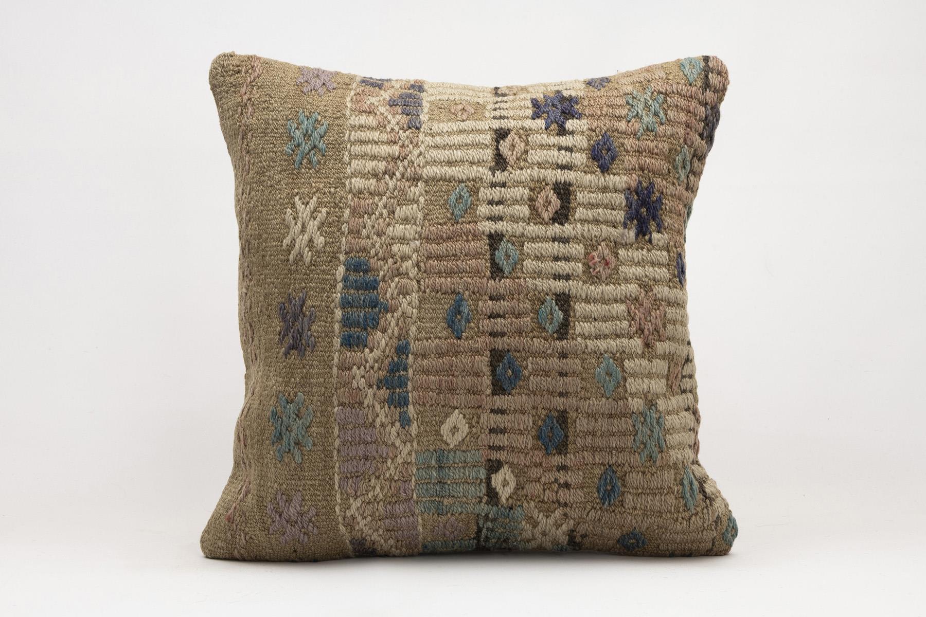20x20 inches (50x50 cm) Kilim Pillow | KILIM WHOLESALE - Vintage Handmade Pillows - Vintage Handmade Kilim Rugs - It is 100% wool. Artistic and historical rugs. Old handwoven rugs. - Online hand woven rugs and kilim cushions sales. Shipping to a