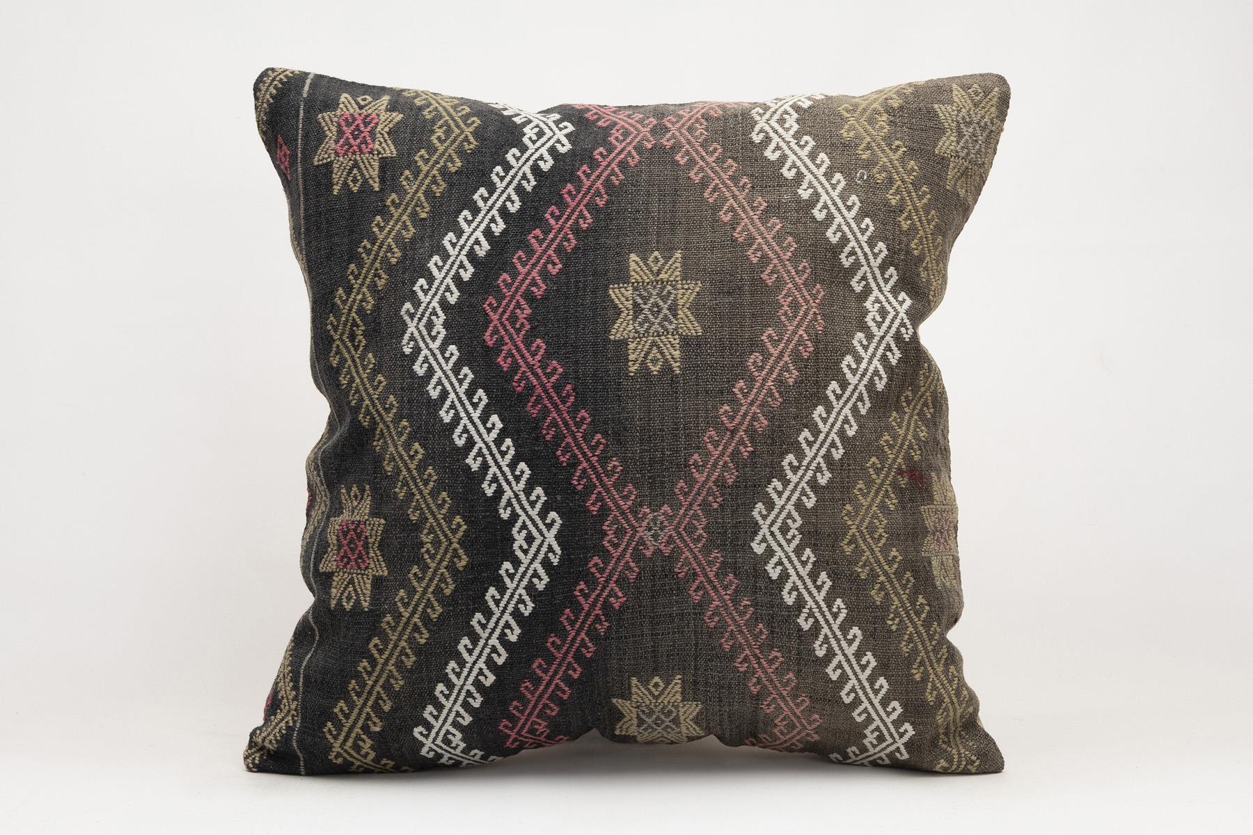20x20 inches (50x50 cm) Kilim Pillow | KILIM WHOLESALE - Vintage Handmade Pillows - Vintage Handmade Kilim Rugs - It is 100% wool. Artistic and historical rugs. Old handwoven rugs. - Online hand woven rugs and kilim cushions sales. Shipping to a