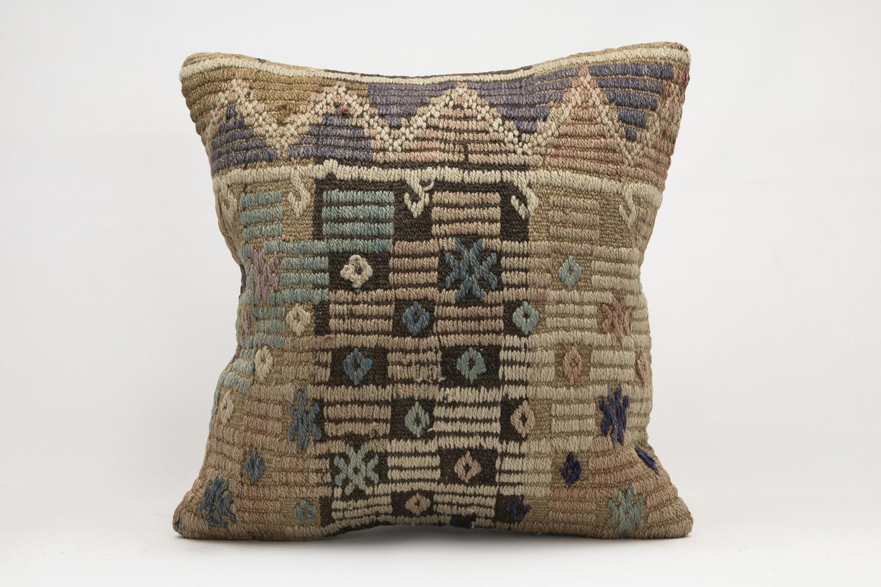 20x20 inches (50x50 cm) Kilim Pillow | KILIM WHOLESALE - Vintage Handmade Pillows - Vintage Handmade Kilim Rugs - It is 100% wool. Artistic and historical rugs. Old handwoven rugs. - Online hand woven rugs and kilim cushions sales. Shipping to a