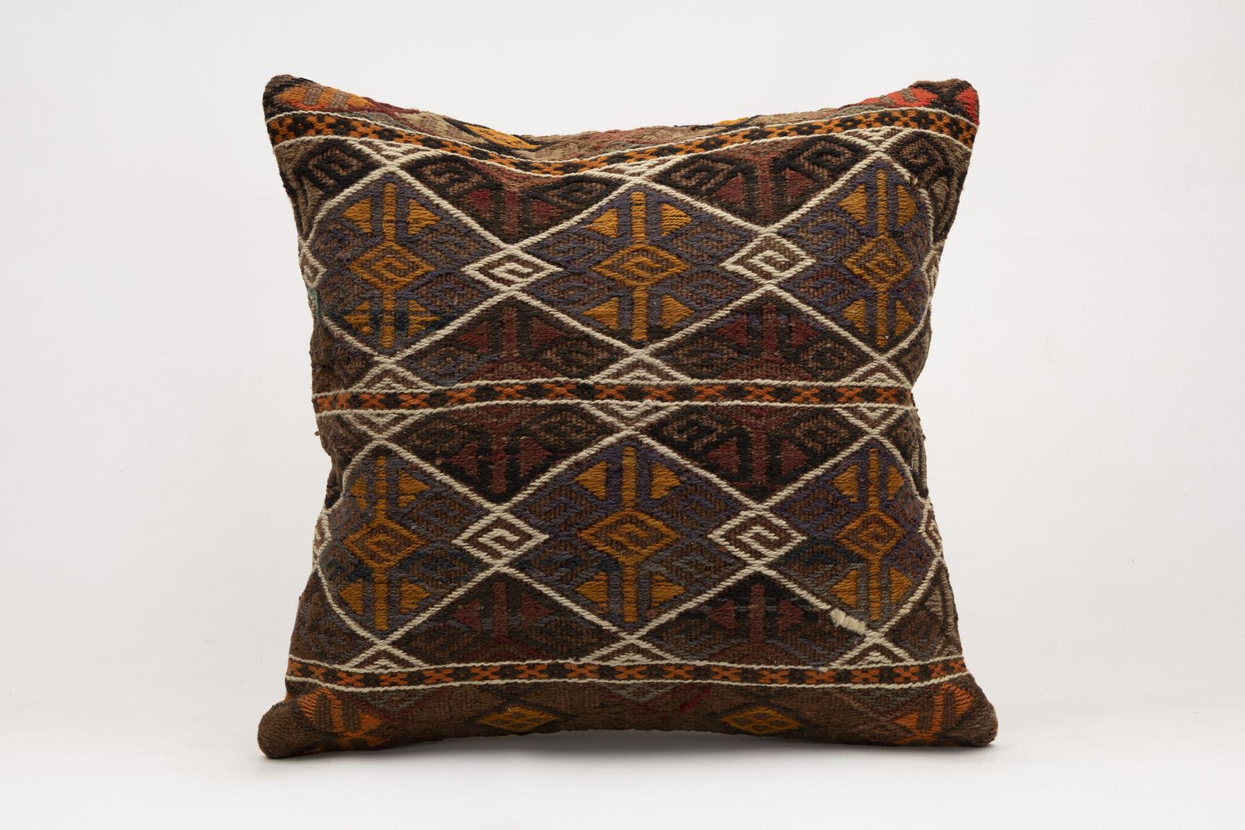 20x20 inches (50x50 cm) Kilim Pillow | KILIM WHOLESALE - Vintage Handmade Pillows - Vintage Handmade Kilim Rugs - It is 100% wool. Artistic and historical rugs. Old handwoven rugs. - Online hand woven rugs and kilim cushions sales. Shipping to a