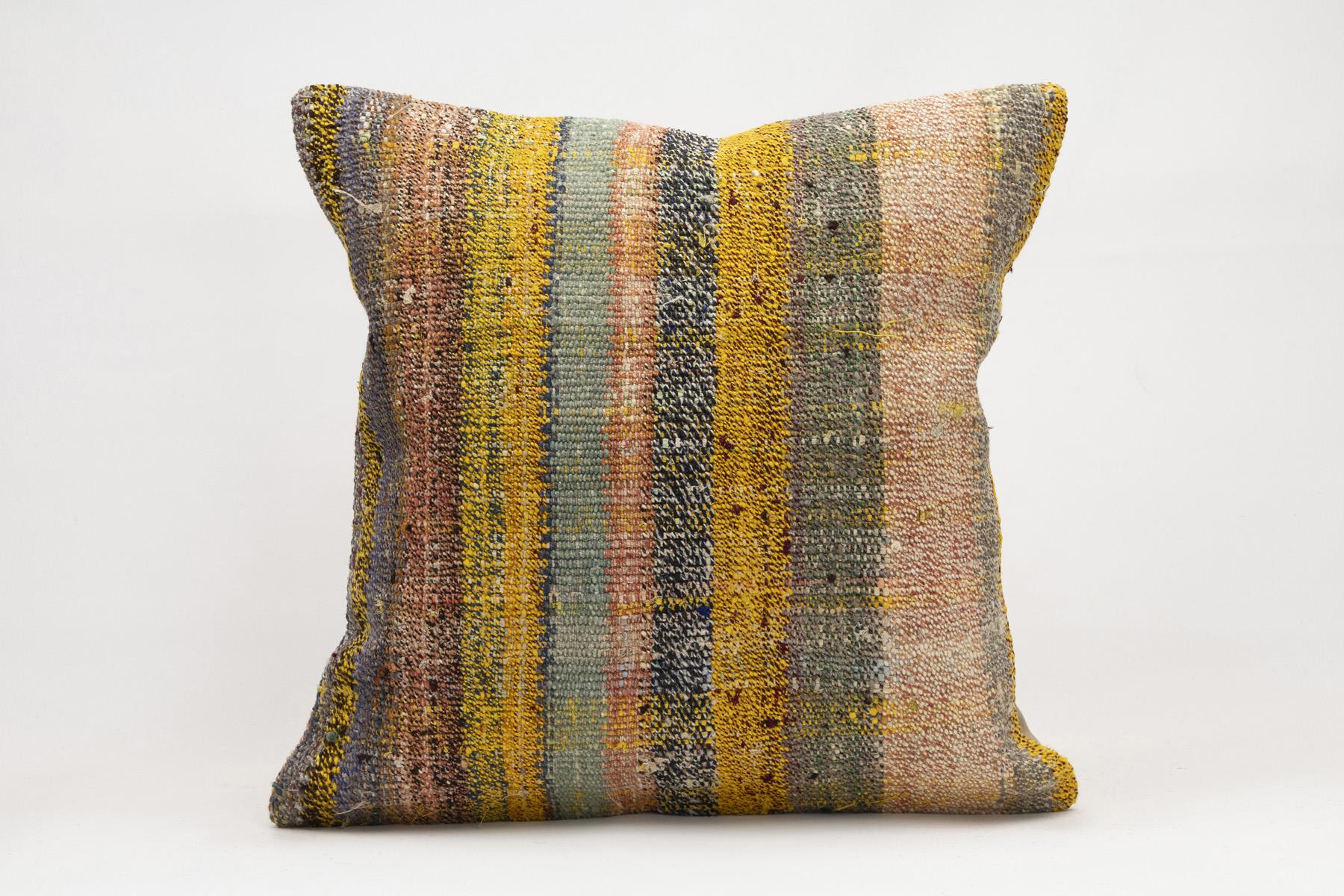 20x20 inches (50x50 cm) Kilim Pillow | KILIM WHOLESALE - Vintage Handmade Pillows - Vintage Handmade Kilim Rugs - It is 100% wool. Artistic and historical rugs. Old handwoven rugs. - Online hand woven rugs and kilim cushions sales. Shipping to a