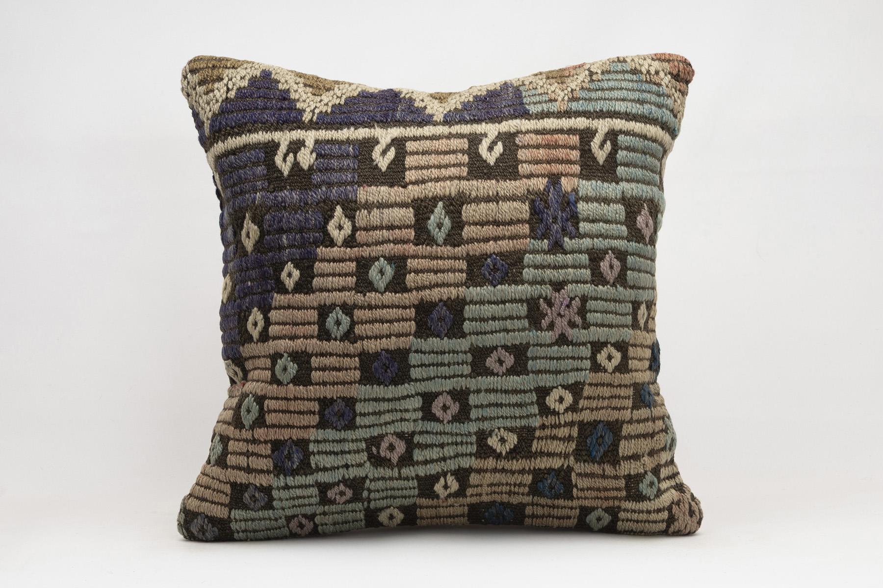 20x20 inches (50x50 cm) Kilim Pillow | KILIM WHOLESALE - Vintage Handmade Pillows - Vintage Handmade Kilim Rugs - It is 100% wool. Artistic and historical rugs. Old handwoven rugs. - Online hand woven rugs and kilim cushions sales. Shipping to a