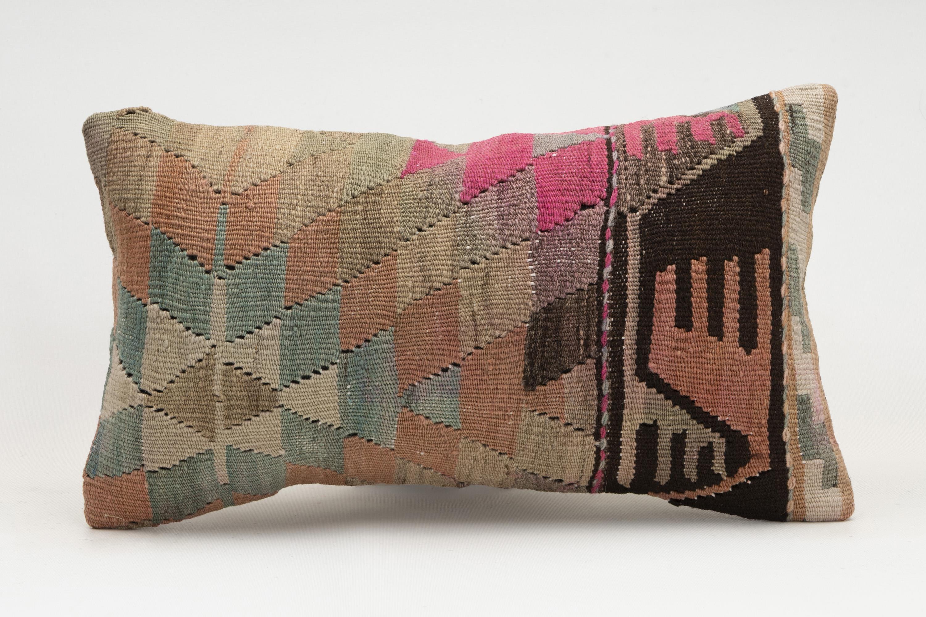 12x20 inches (30x50 cm) Kilim Pillow | KILIM WHOLESALE - Vintage Handmade Pillows - Vintage Handmade Kilim Rugs - It is 100% wool. Artistic and historical rugs. Old handwoven rugs. - Online hand woven rugs and kilim cushions sales. Shipping to a