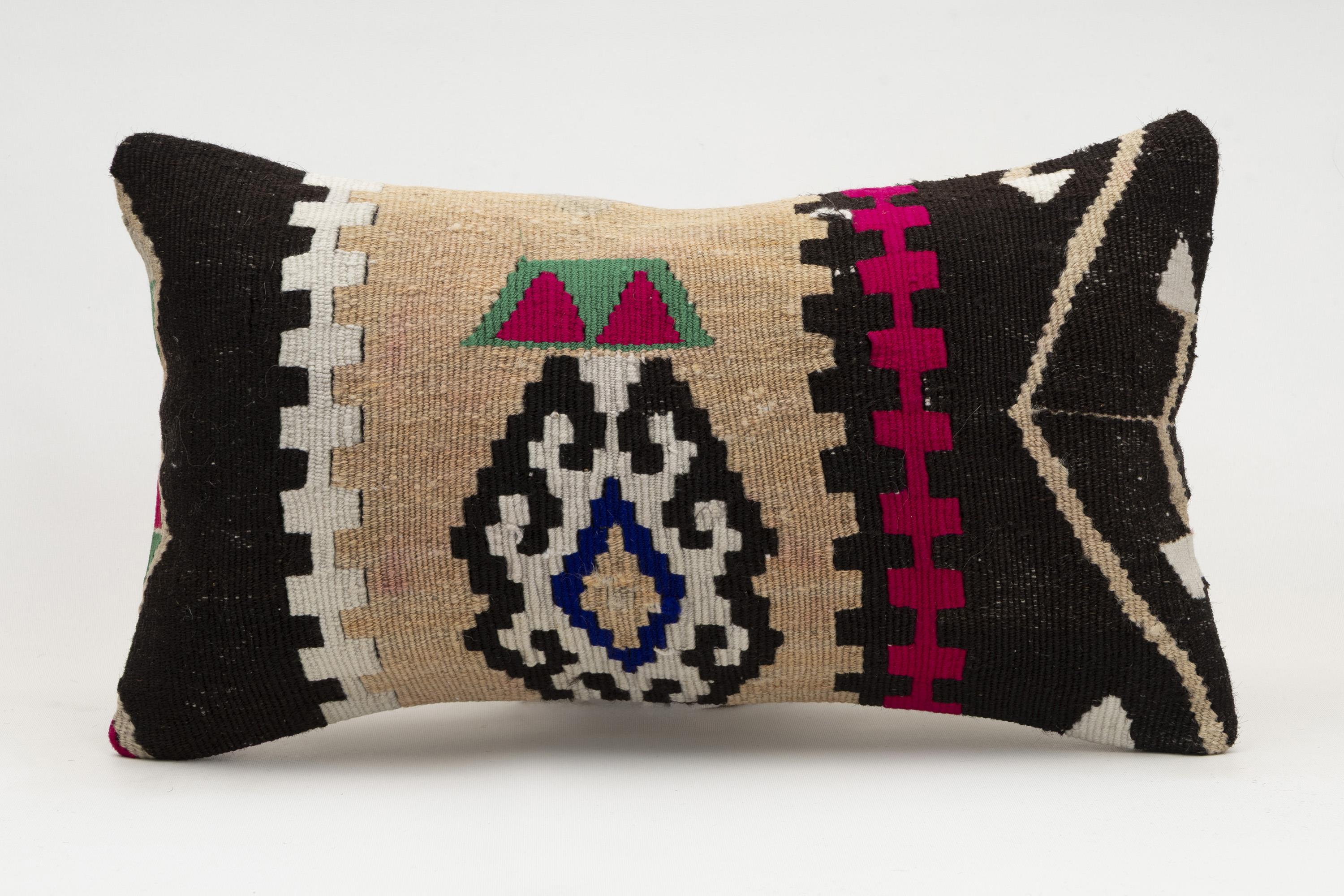 12x20 inches (30x50 cm) Kilim Pillow | KILIM WHOLESALE - Vintage Handmade Pillows - Vintage Handmade Kilim Rugs - It is 100% wool. Artistic and historical rugs. Old handwoven rugs. - Online hand woven rugs and kilim cushions sales. Shipping to a