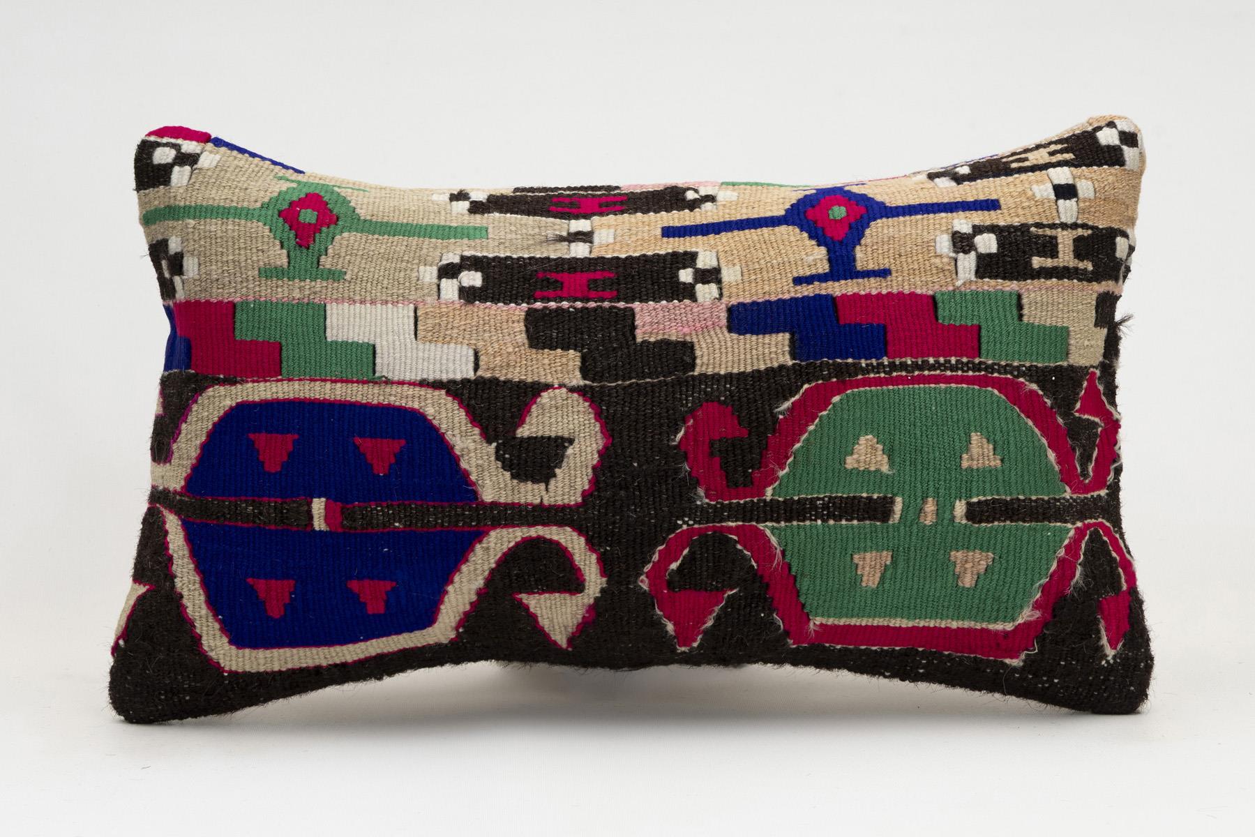 12x20 inches (30x50 cm) Kilim Pillow | KILIM WHOLESALE - Vintage Handmade Pillows - Vintage Handmade Kilim Rugs - It is 100% wool. Artistic and historical rugs. Old handwoven rugs. - Online hand woven rugs and kilim cushions sales. Shipping to a