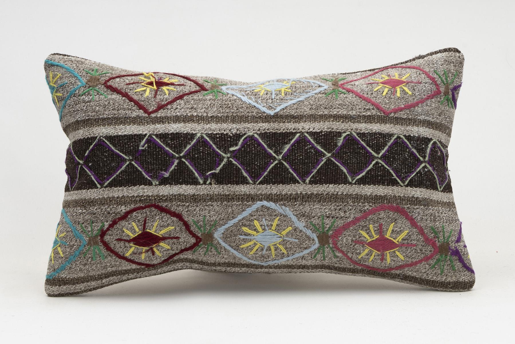 12x20 inches (30x50 cm) Kilim Pillow | KILIM WHOLESALE - Vintage Handmade Pillows - Vintage Handmade Kilim Rugs - It is 100% wool. Artistic and historical rugs. Old handwoven rugs. - Online hand woven rugs and kilim cushions sales. Shipping to a