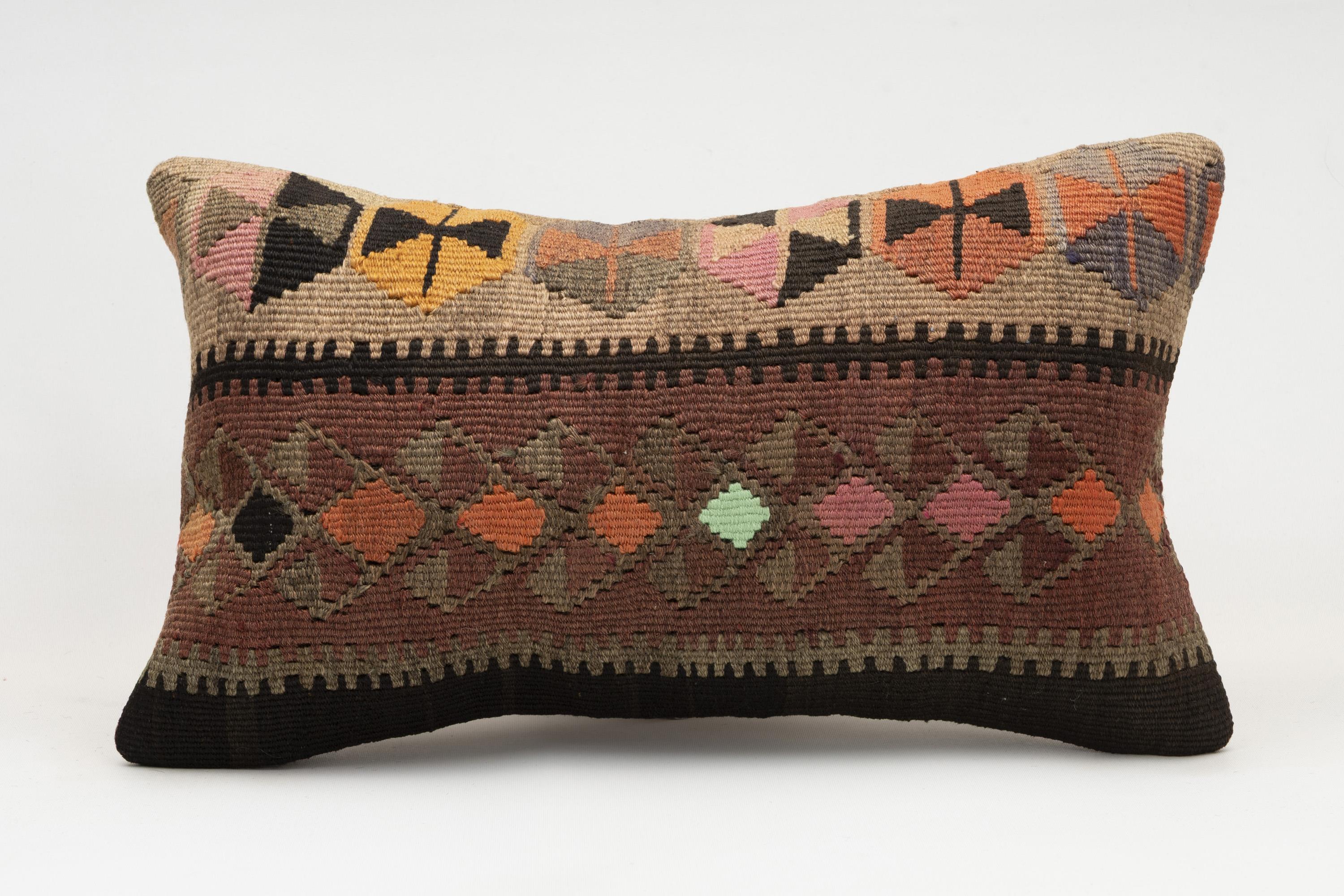 12x20 inches (30x50 cm) Kilim Pillow | KILIM WHOLESALE - Vintage Handmade Pillows - Vintage Handmade Kilim Rugs - It is 100% wool. Artistic and historical rugs. Old handwoven rugs. - Online hand woven rugs and kilim cushions sales. Shipping to a