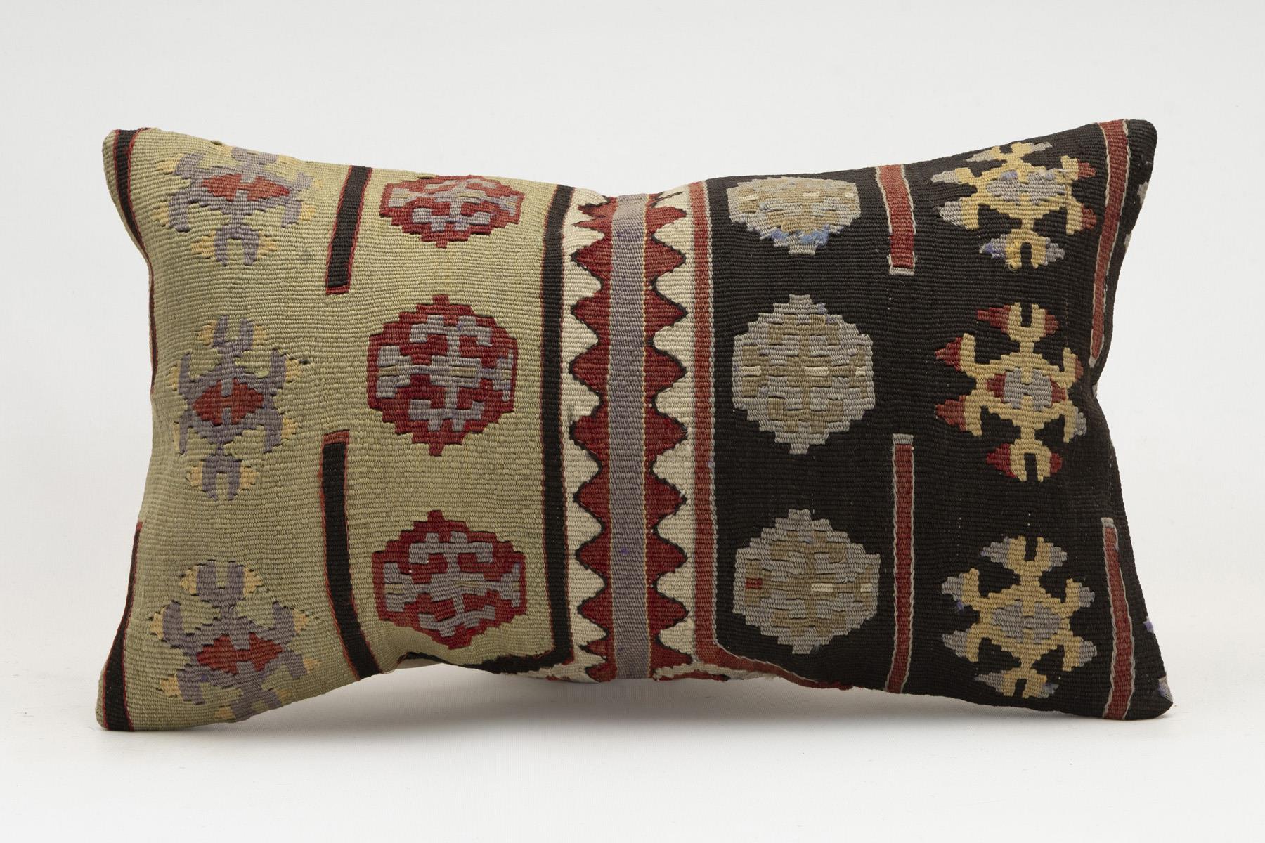 12x20 inches (30x50 cm) Kilim Pillow | KILIM WHOLESALE - Vintage Handmade Pillows - Vintage Handmade Kilim Rugs - It is 100% wool. Artistic and historical rugs. Old handwoven rugs. - Online hand woven rugs and kilim cushions sales. Shipping to a