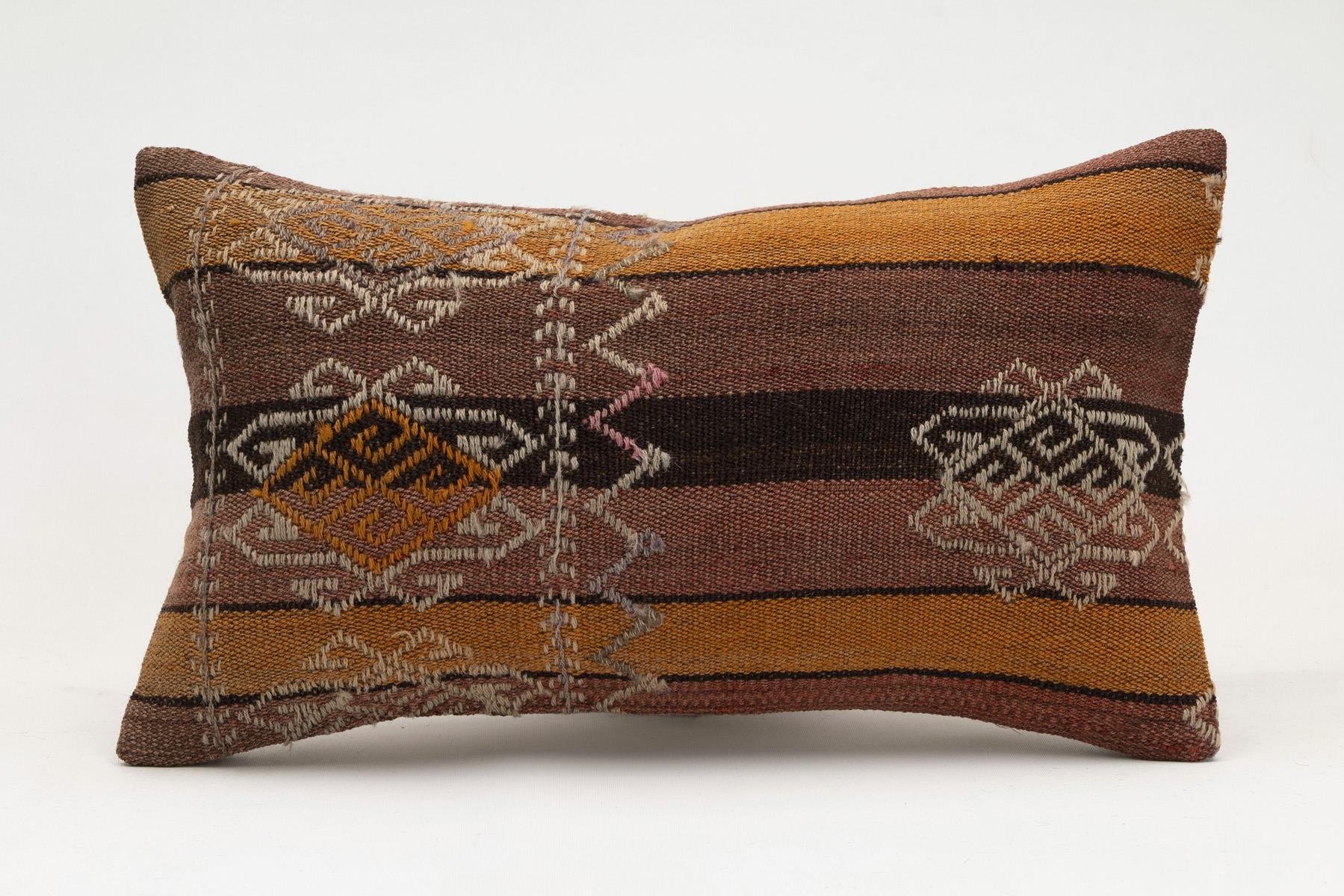 12x20 inches (30x50 cm) Kilim Pillow | KILIM WHOLESALE - Vintage Handmade Pillows - Vintage Handmade Kilim Rugs - It is 100% wool. Artistic and historical rugs. Old handwoven rugs. - Online hand woven rugs and kilim cushions sales. Shipping to a