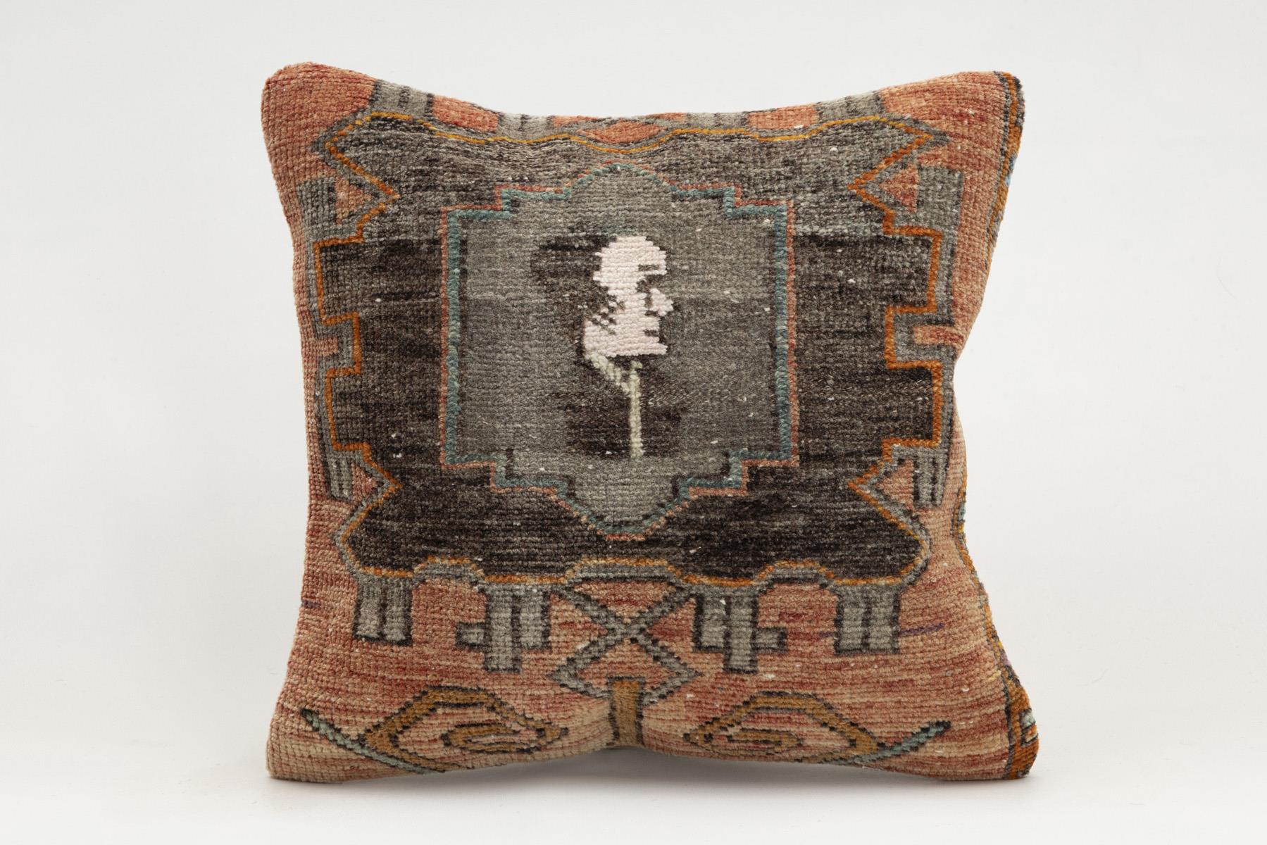 16x16 inches (40x40 cm) Kilim Pillow | KILIM WHOLESALE - Vintage Handmade Pillows - Vintage Handmade Kilim Rugs - It is 100% wool. Artistic and historical rugs. Old handwoven rugs. - Online hand woven rugs and kilim cushions sales. Shipping to a