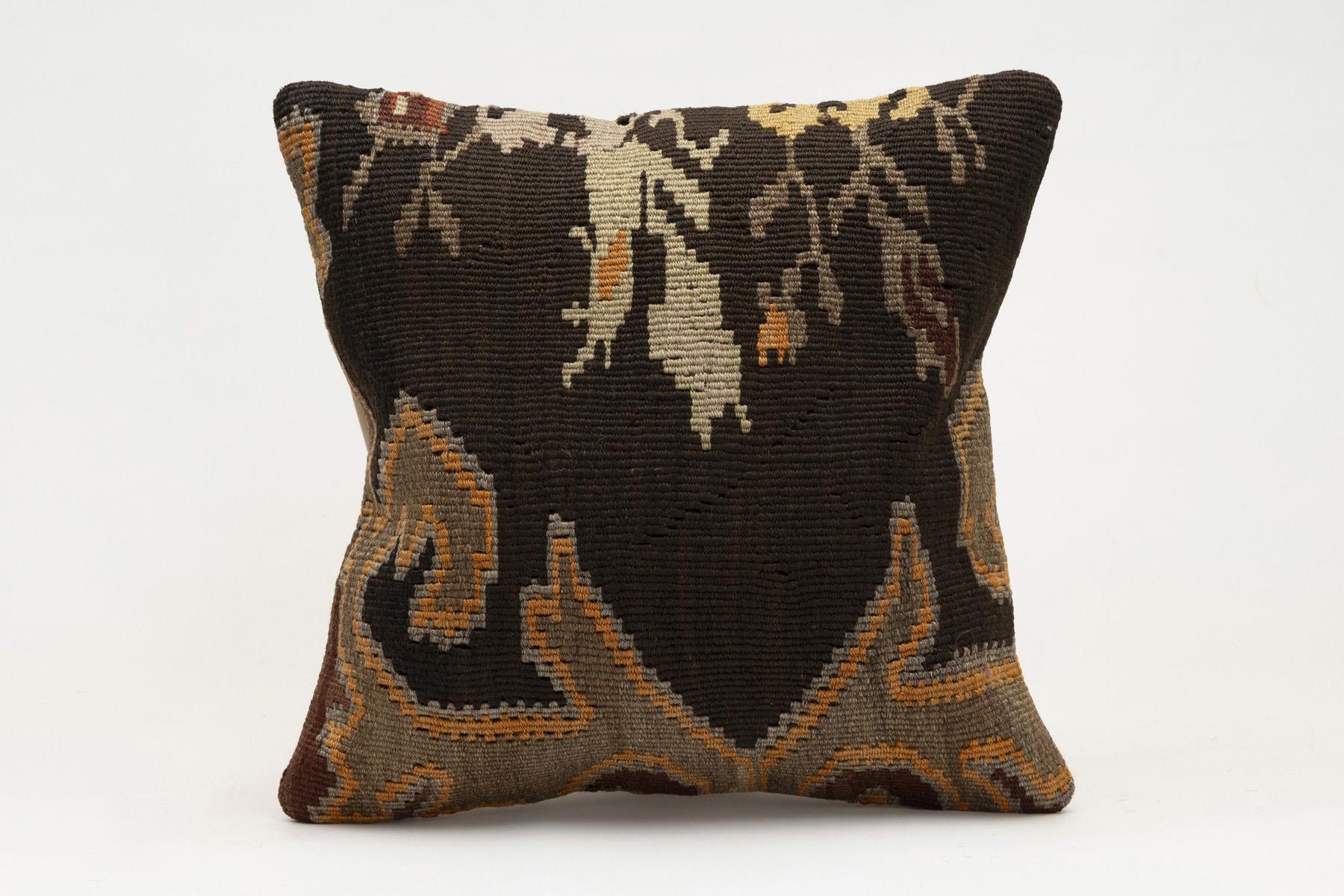 16x16 inches (40x40 cm) Kilim Pillow | KILIM WHOLESALE - Vintage Handmade Pillows - Vintage Handmade Kilim Rugs - It is 100% wool. Artistic and historical rugs. Old handwoven rugs. - Online hand woven rugs and kilim cushions sales. Shipping to a