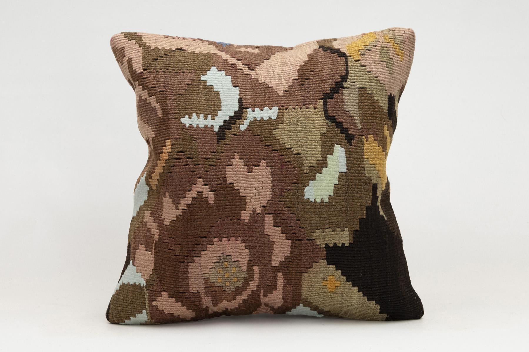 16x16 inches (40x40 cm) Kilim Pillow | KILIM WHOLESALE - Vintage Handmade Pillows - Vintage Handmade Kilim Rugs - It is 100% wool. Artistic and historical rugs. Old handwoven rugs. - Online hand woven rugs and kilim cushions sales. Shipping to a