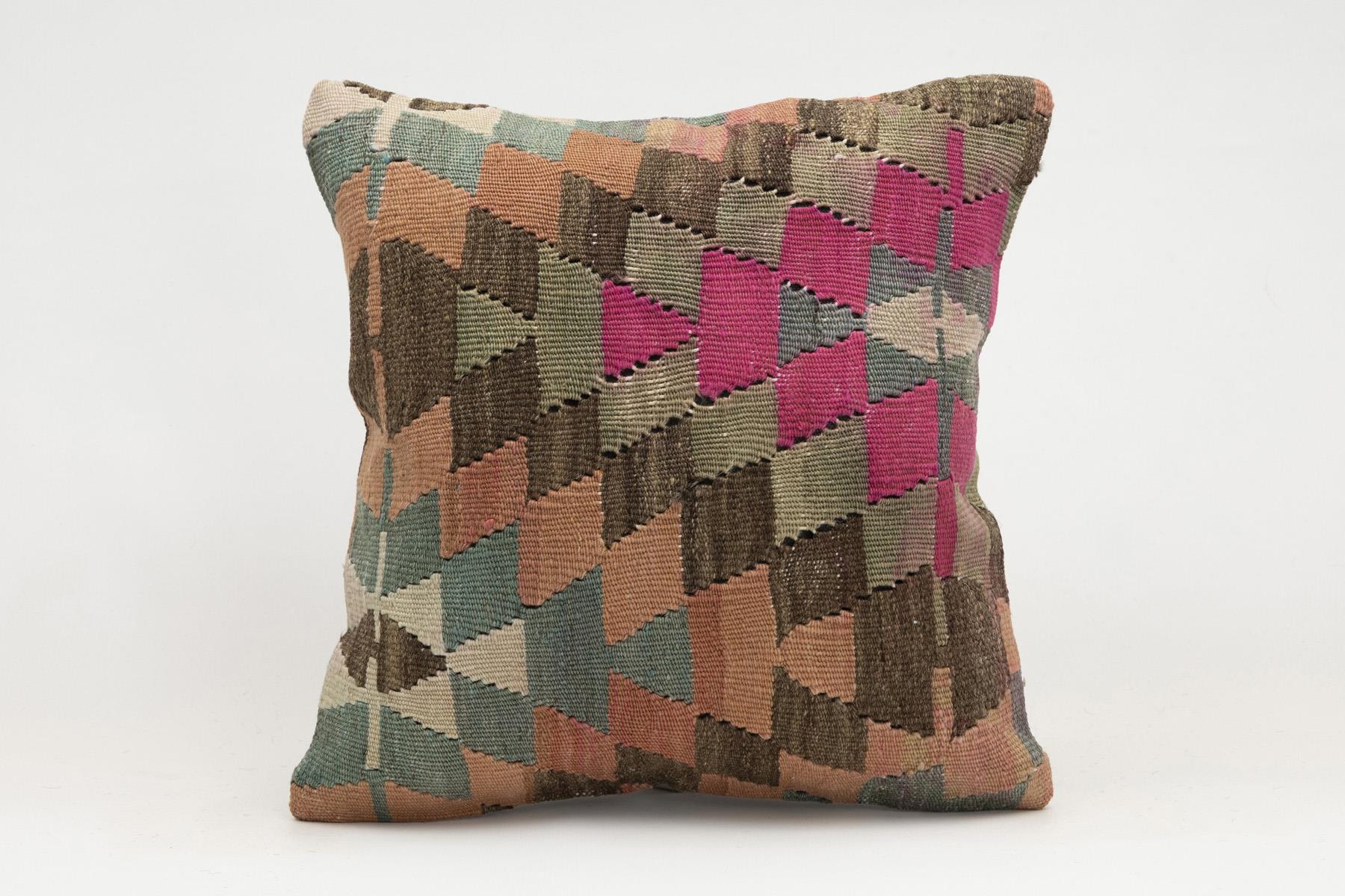 16x16 inches (40x40 cm) Kilim Pillow | KILIM WHOLESALE - Vintage Handmade Pillows - Vintage Handmade Kilim Rugs - It is 100% wool. Artistic and historical rugs. Old handwoven rugs. - Online hand woven rugs and kilim cushions sales. Shipping to a