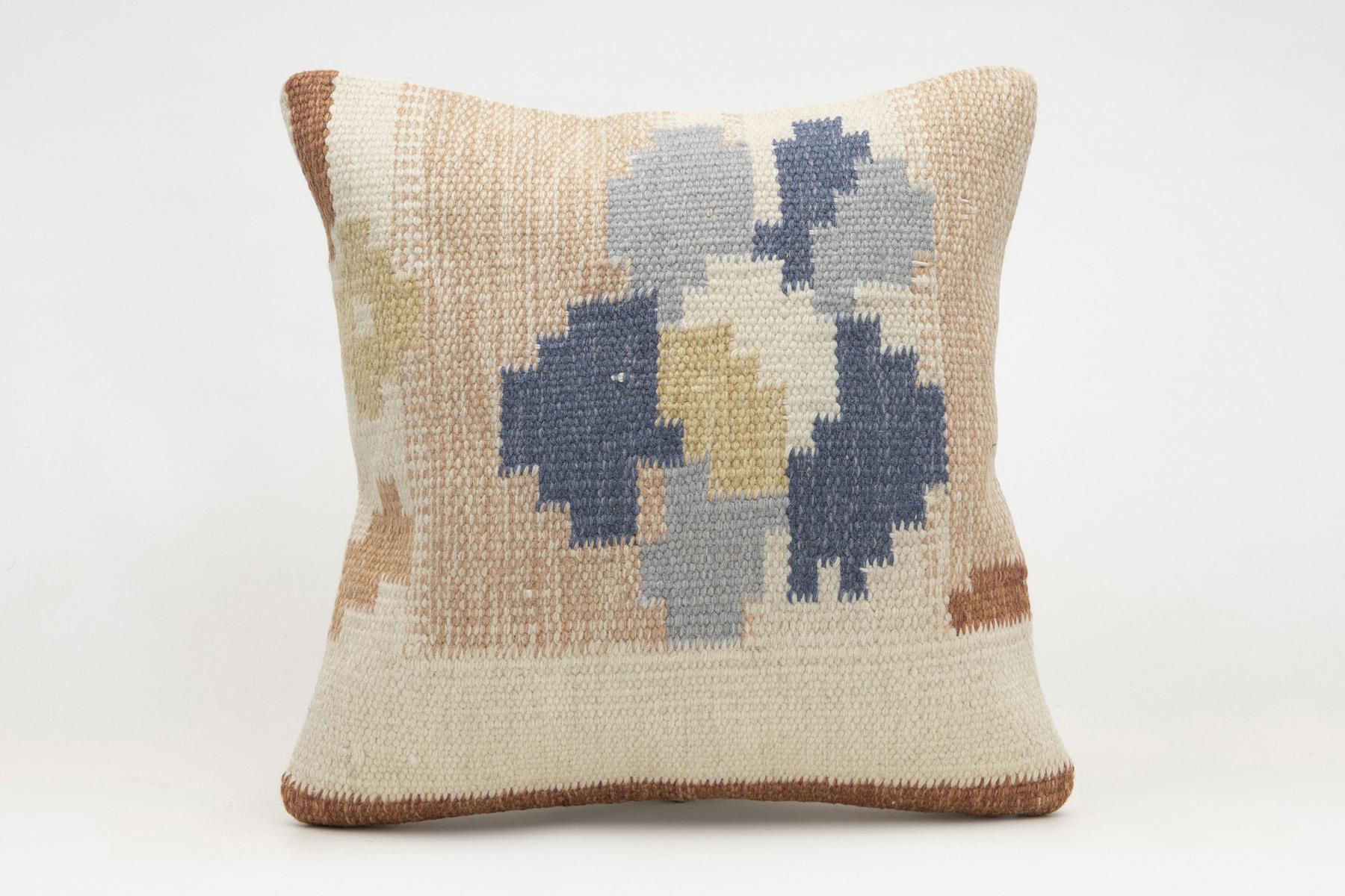 16x16 inches (40x40 cm) Kilim Pillow | KILIM WHOLESALE - Vintage Handmade Pillows - Vintage Handmade Kilim Rugs - It is 100% wool. Artistic and historical rugs. Old handwoven rugs. - Online hand woven rugs and kilim cushions sales. Shipping to a