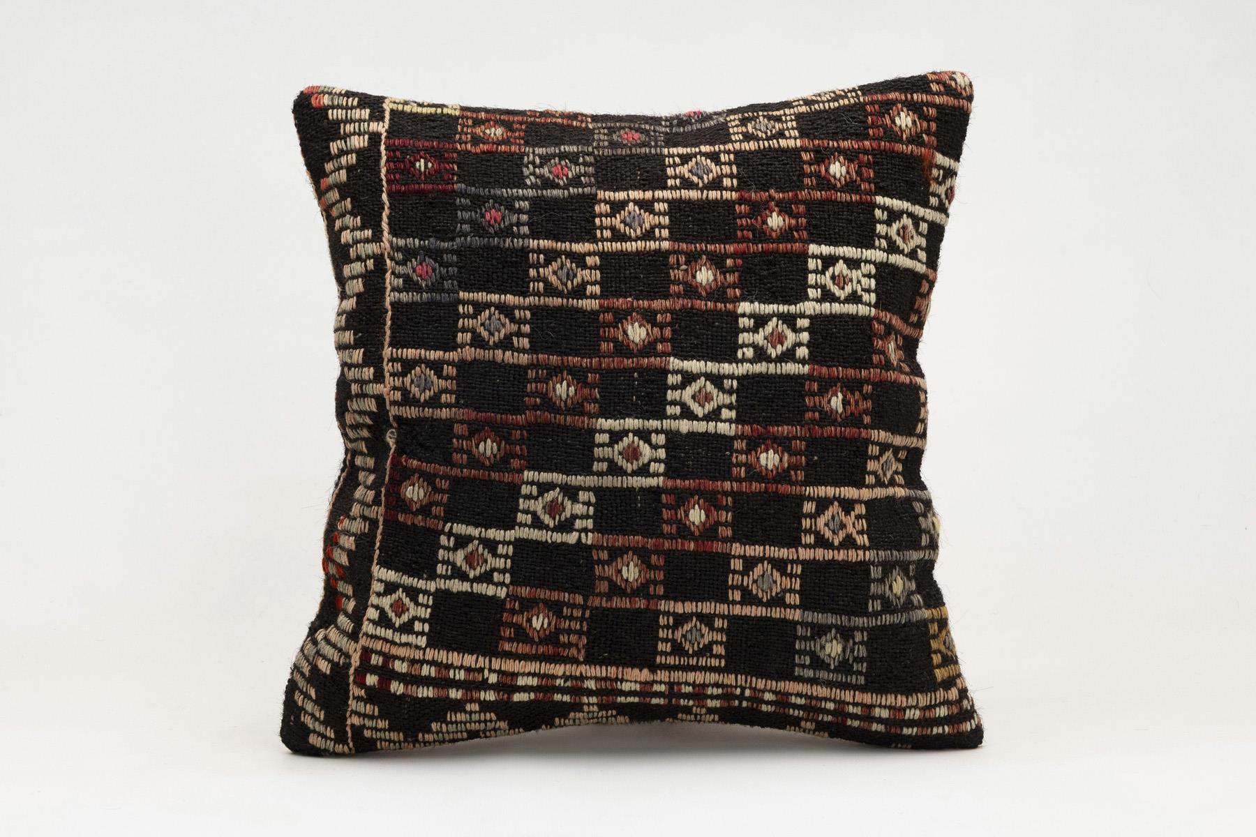16x16 inches (40x40 cm) Kilim Pillow | KILIM WHOLESALE - Vintage Handmade Pillows - Vintage Handmade Kilim Rugs - It is 100% wool. Artistic and historical rugs. Old handwoven rugs. - Online hand woven rugs and kilim cushions sales. Shipping to a