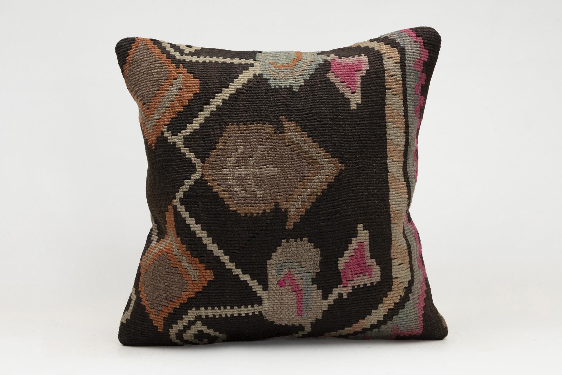 16x16 inches (40x40 cm) Kilim Pillow | KILIM WHOLESALE - Vintage Handmade Pillows - Vintage Handmade Kilim Rugs - It is 100% wool. Artistic and historical rugs. Old handwoven rugs. - Online hand woven rugs and kilim cushions sales. Shipping to a