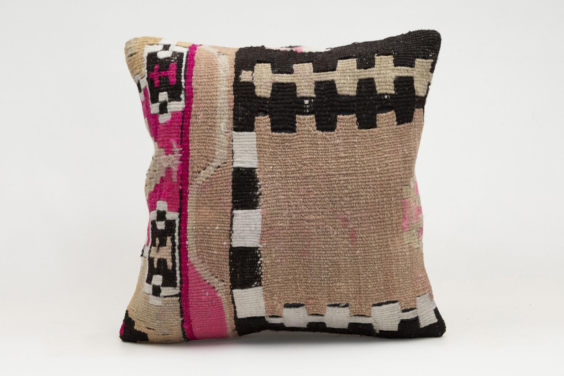 16x16 inches (40x40 cm) Kilim Pillow | KILIM WHOLESALE - Vintage Handmade Pillows - Vintage Handmade Kilim Rugs - It is 100% wool. Artistic and historical rugs. Old handwoven rugs. - Online hand woven rugs and kilim cushions sales. Shipping to a