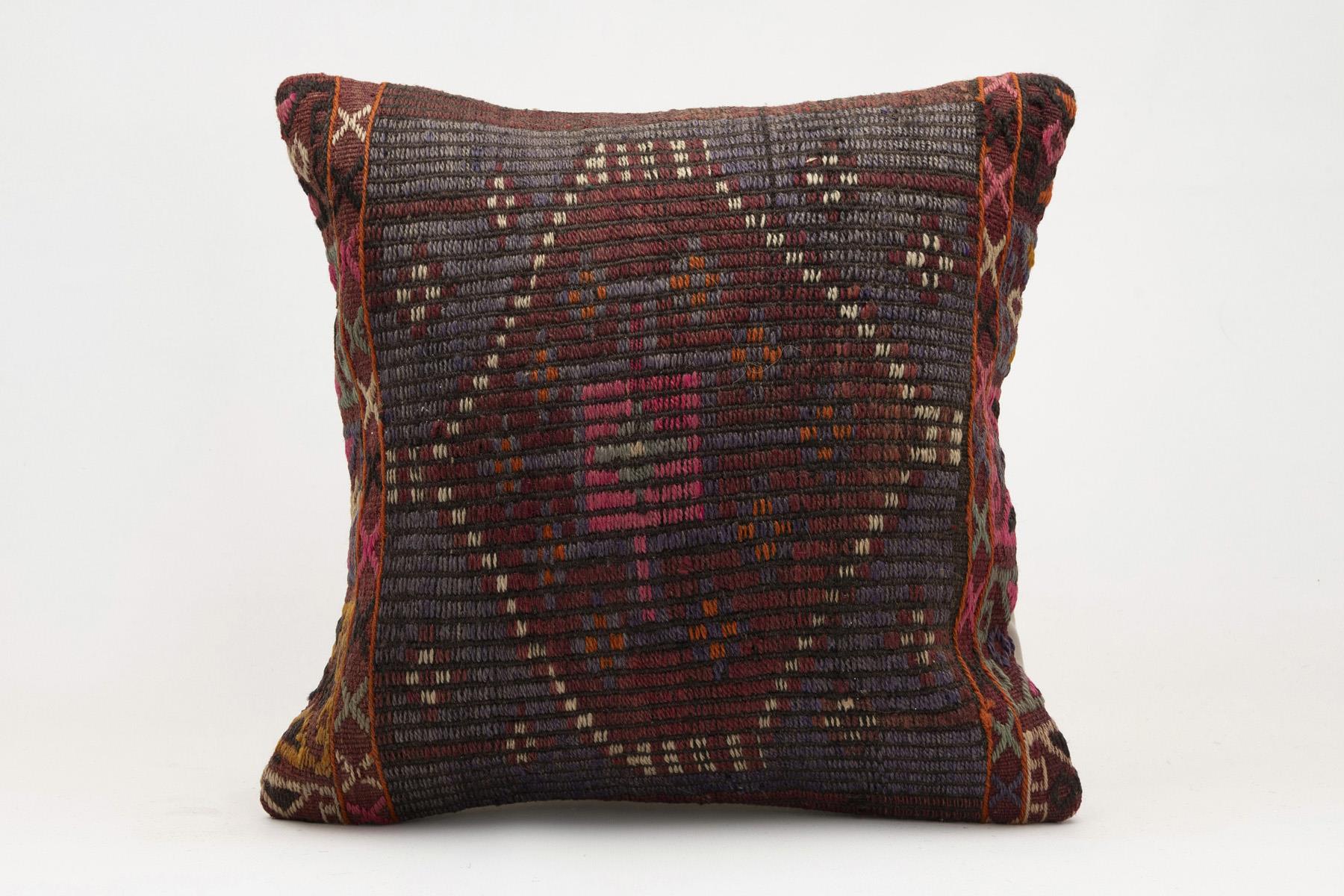 18x18 inches (45x45 cm) Kilim Pillow | KILIM WHOLESALE - Vintage Handmade Pillows - Vintage Handmade Kilim Rugs - It is 100% wool. Artistic and historical rugs. Old handwoven rugs. - Online hand woven rugs and kilim cushions sales. Shipping to a