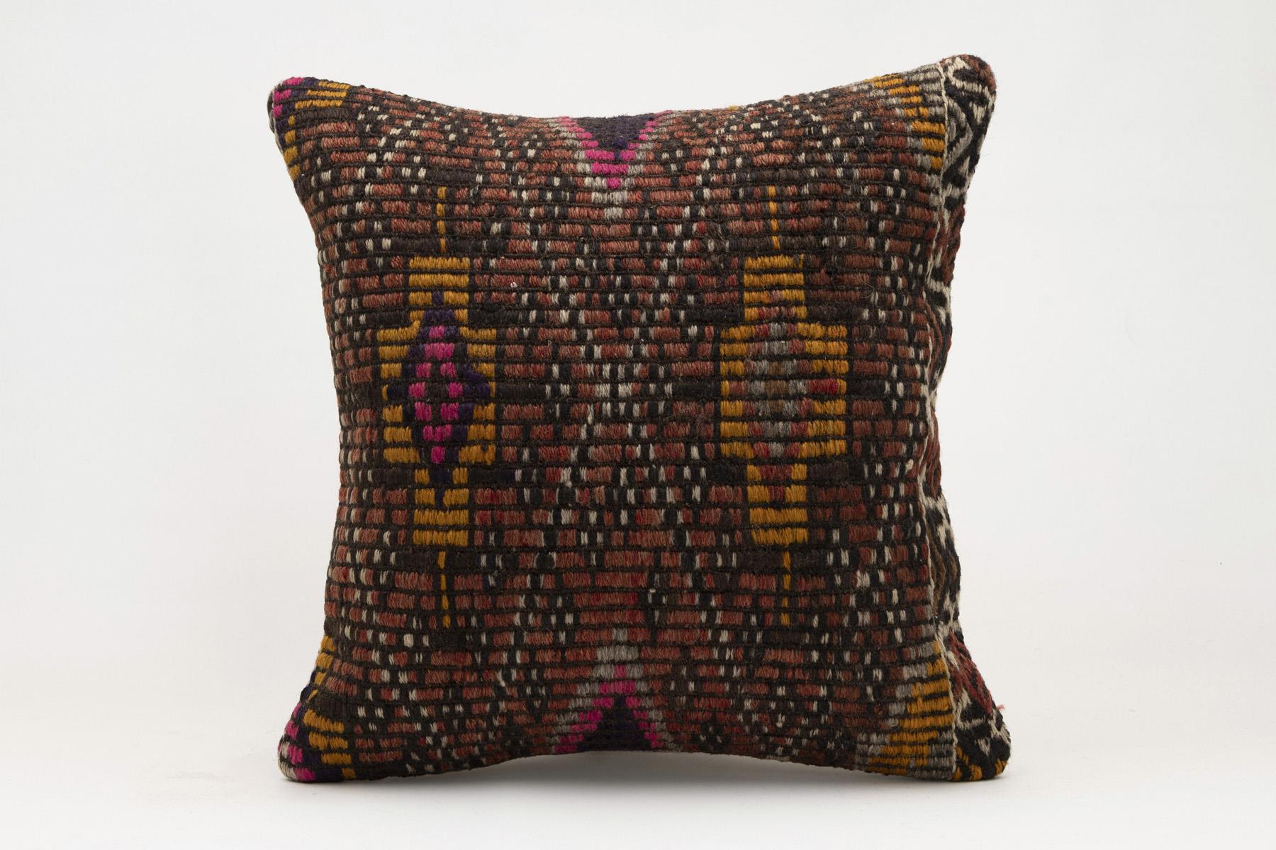 18x18 inches (45x45 cm) Kilim Pillow | KILIM WHOLESALE - Vintage Handmade Pillows - Vintage Handmade Kilim Rugs - It is 100% wool. Artistic and historical rugs. Old handwoven rugs. - Online hand woven rugs and kilim cushions sales. Shipping to a