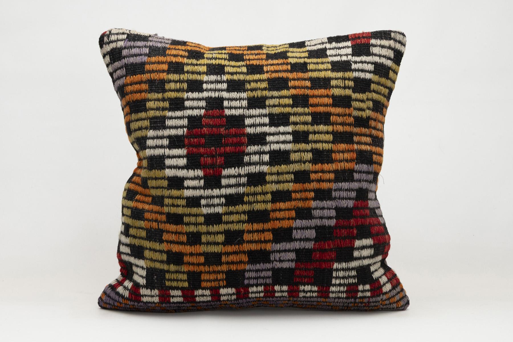20x20 inches (50x50 cm) Kilim Pillow | KILIM WHOLESALE - Vintage Handmade Pillows - Vintage Handmade Kilim Rugs - It is 100% wool. Artistic and historical rugs. Old handwoven rugs. - Online hand woven rugs and kilim cushions sales. Shipping to a