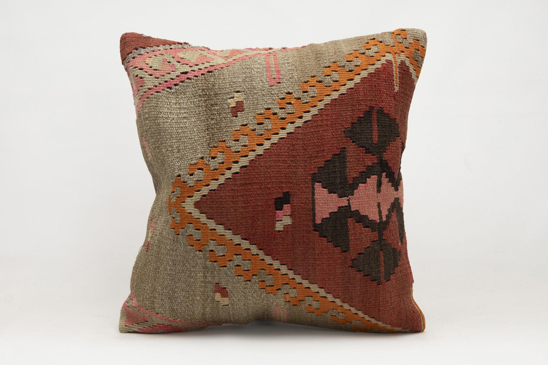 20x20 inches (50x50 cm) Kilim Pillow | KILIM WHOLESALE - Vintage Handmade Pillows - Vintage Handmade Kilim Rugs - It is 100% wool. Artistic and historical rugs. Old handwoven rugs. - Online hand woven rugs and kilim cushions sales. Shipping to a