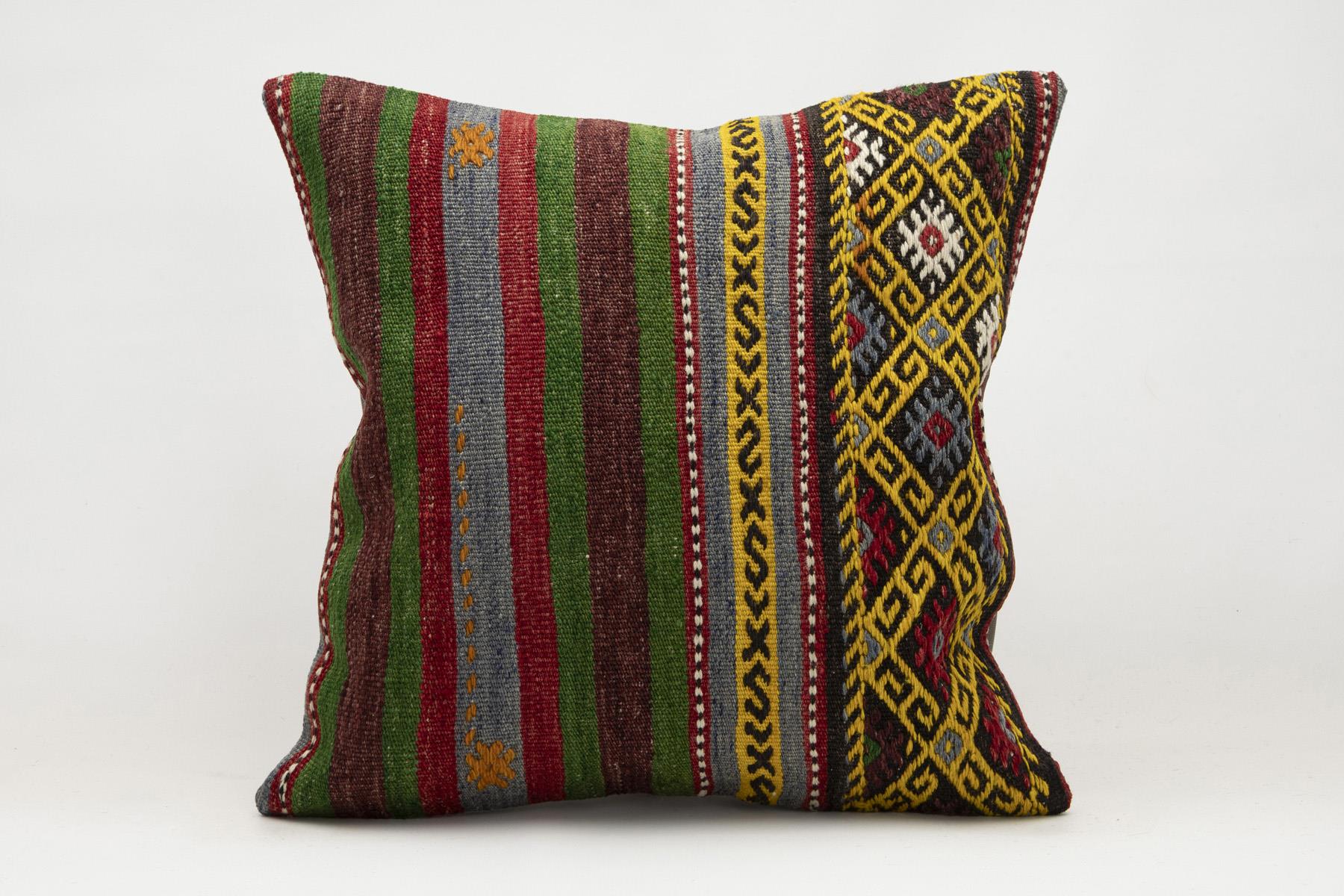 20x20 inches (50x50 cm) Kilim Pillow | KILIM WHOLESALE - Vintage Handmade Pillows - Vintage Handmade Kilim Rugs - It is 100% wool. Artistic and historical rugs. Old handwoven rugs. - Online hand woven rugs and kilim cushions sales. Shipping to a