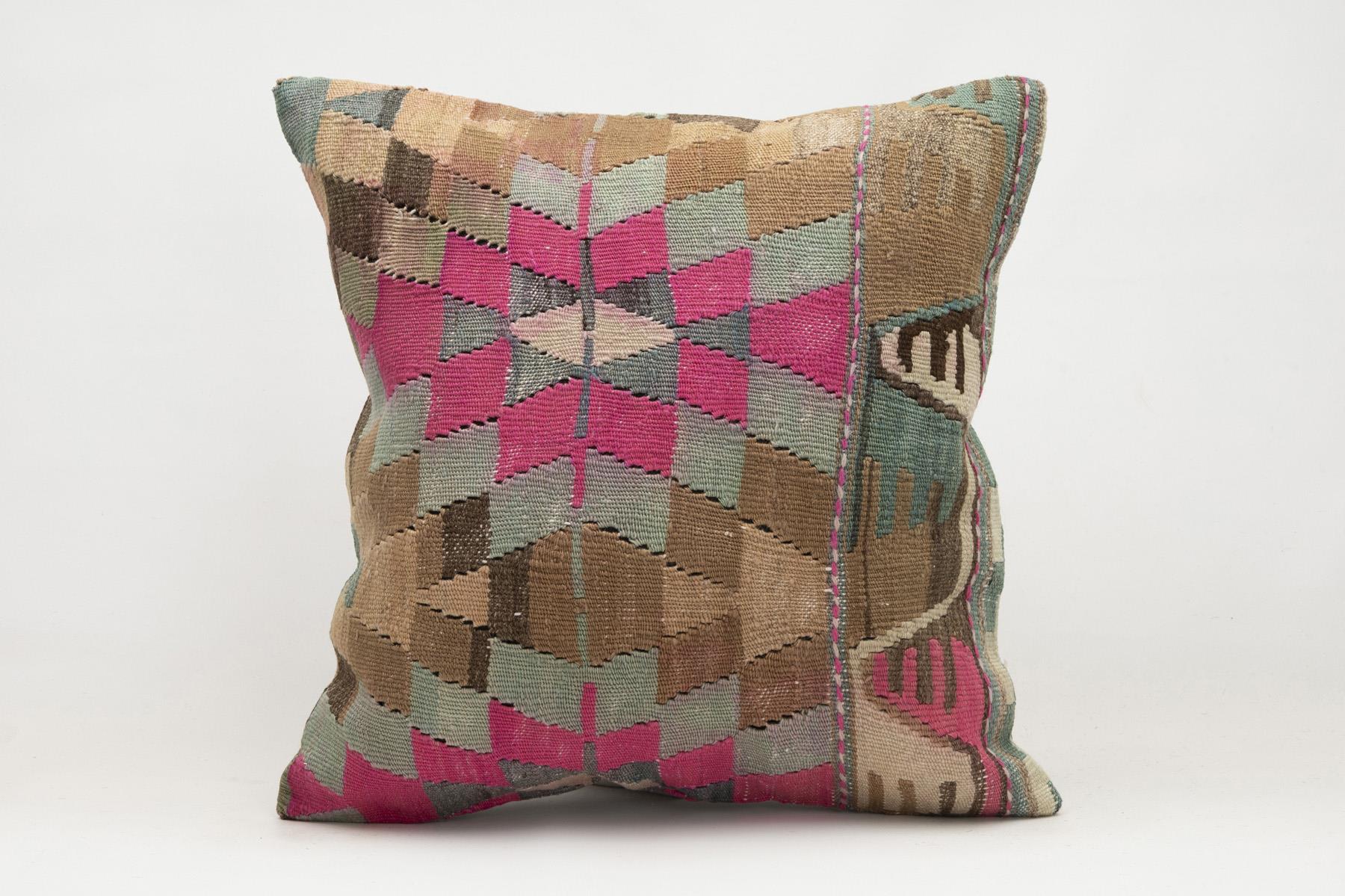 20x20 inches (50x50 cm) Kilim Pillow | KILIM WHOLESALE - Vintage Handmade Pillows - Vintage Handmade Kilim Rugs - It is 100% wool. Artistic and historical rugs. Old handwoven rugs. - Online hand woven rugs and kilim cushions sales. Shipping to a