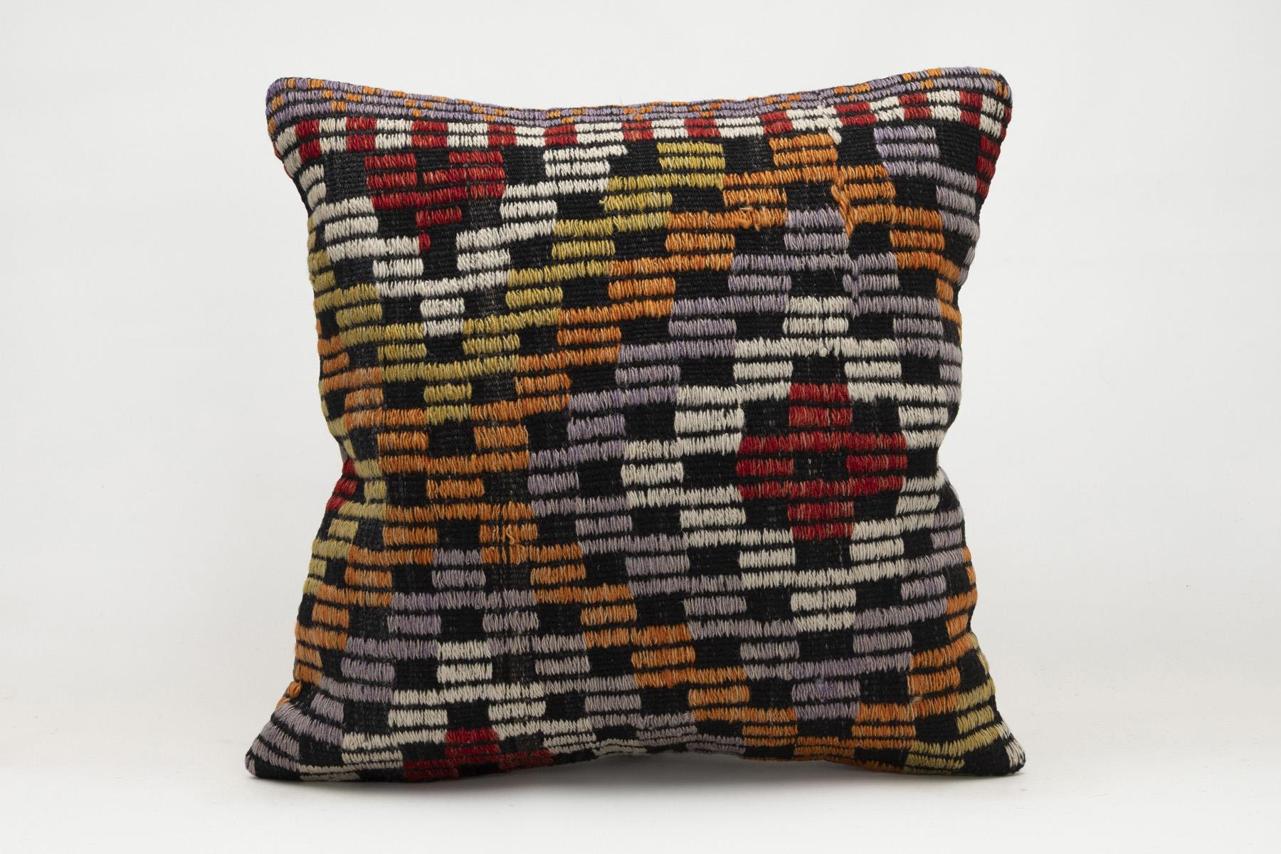 20x20 inches (50x50 cm) Kilim Pillow | KILIM WHOLESALE - Vintage Handmade Pillows - Vintage Handmade Kilim Rugs - It is 100% wool. Artistic and historical rugs. Old handwoven rugs. - Online hand woven rugs and kilim cushions sales. Shipping to a