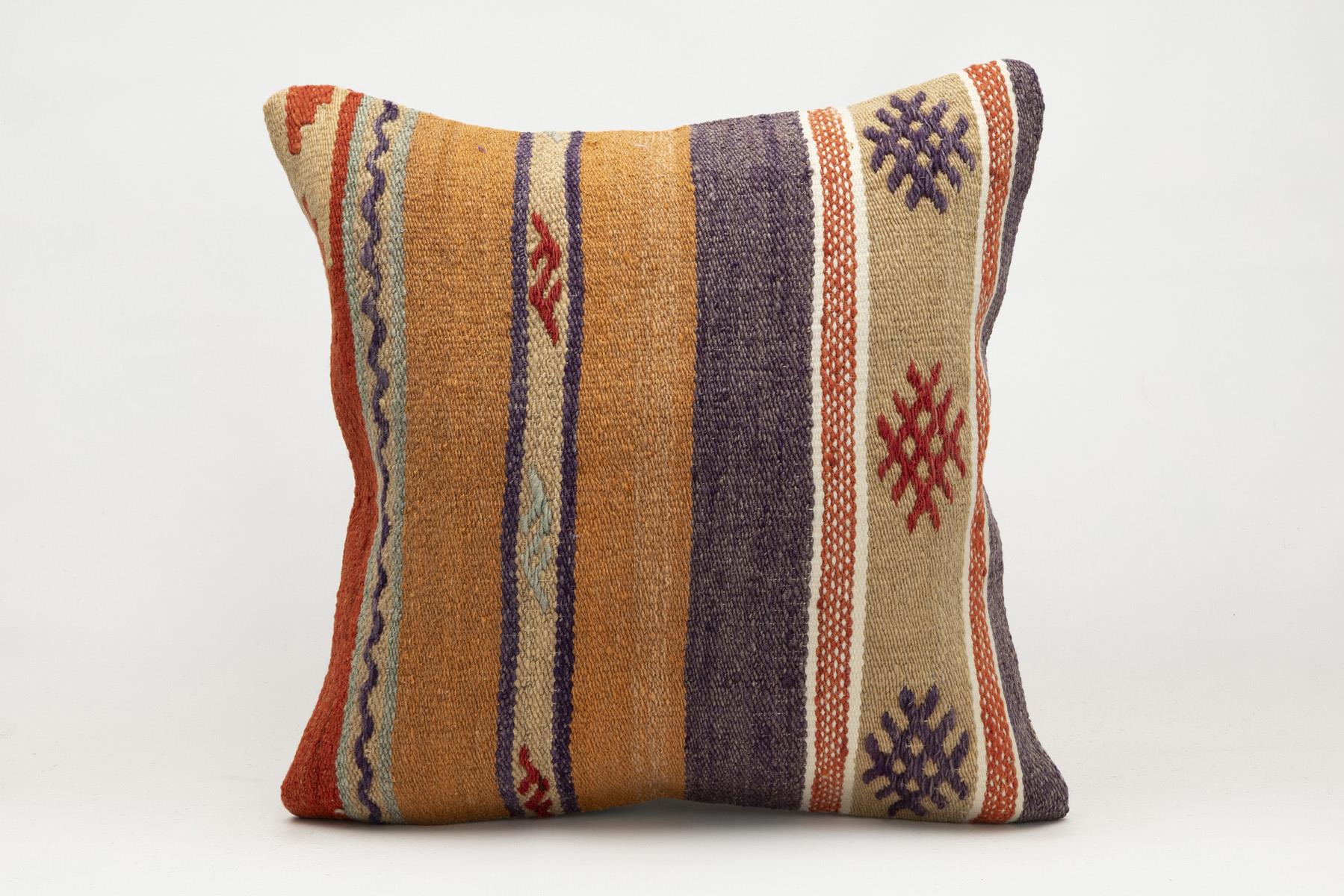 20x20 inches (50x50 cm) Kilim Pillow | KILIM WHOLESALE - Vintage Handmade Pillows - Vintage Handmade Kilim Rugs - It is 100% wool. Artistic and historical rugs. Old handwoven rugs. - Online hand woven rugs and kilim cushions sales. Shipping to a
