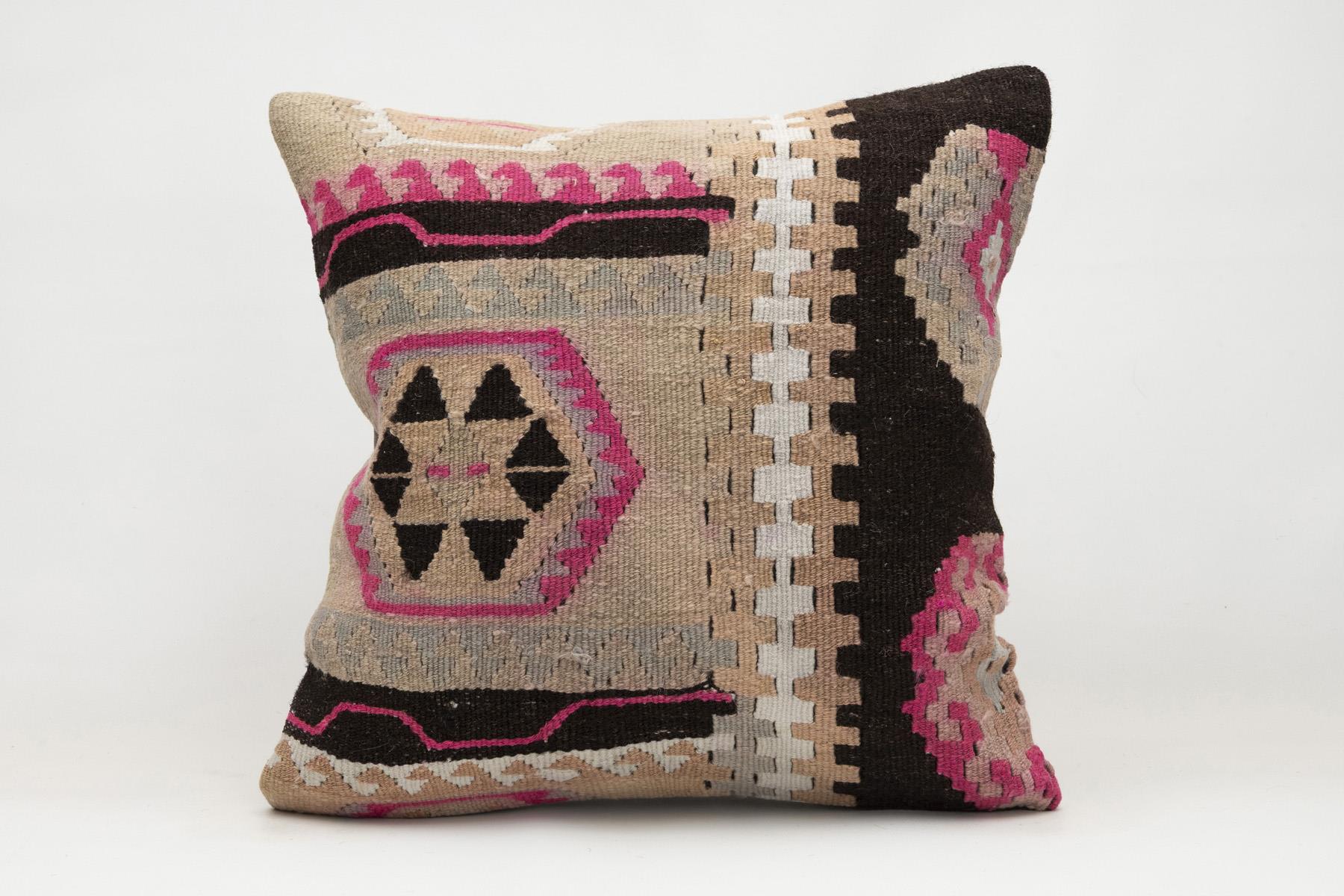20x20 inches (50x50 cm) Kilim Pillow | KILIM WHOLESALE - Vintage Handmade Pillows - Vintage Handmade Kilim Rugs - It is 100% wool. Artistic and historical rugs. Old handwoven rugs. - Online hand woven rugs and kilim cushions sales. Shipping to a
