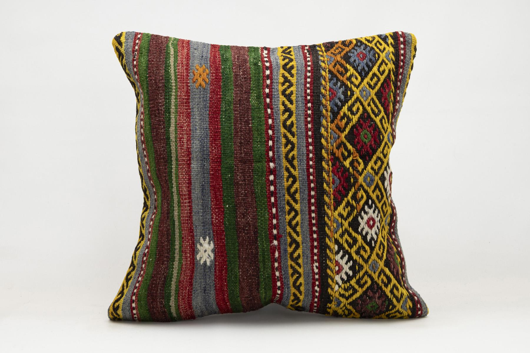 20x20 inches (50x50 cm) Kilim Pillow | KILIM WHOLESALE - Vintage Handmade Pillows - Vintage Handmade Kilim Rugs - It is 100% wool. Artistic and historical rugs. Old handwoven rugs. - Online hand woven rugs and kilim cushions sales. Shipping to a