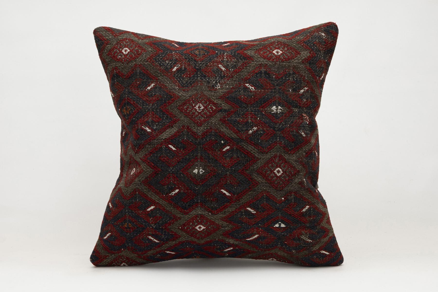 20x20 inches (50x50 cm) Kilim Pillow | KILIM WHOLESALE - Vintage Handmade Pillows - Vintage Handmade Kilim Rugs - It is 100% wool. Artistic and historical rugs. Old handwoven rugs. - Online hand woven rugs and kilim cushions sales. Shipping to a
