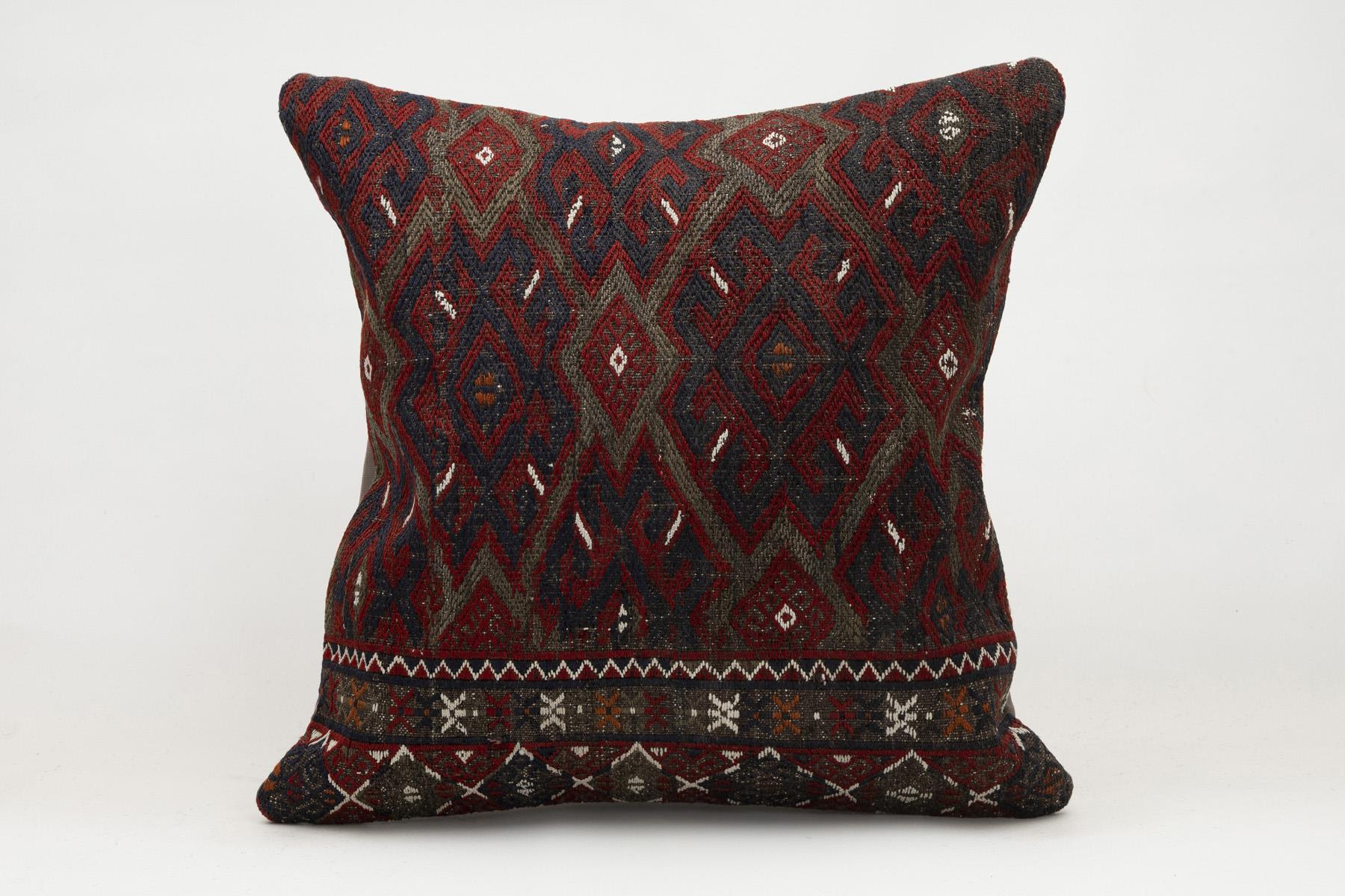 20x20 inches (50x50 cm) Kilim Pillow | KILIM WHOLESALE - Vintage Handmade Pillows - Vintage Handmade Kilim Rugs - It is 100% wool. Artistic and historical rugs. Old handwoven rugs. - Online hand woven rugs and kilim cushions sales. Shipping to a