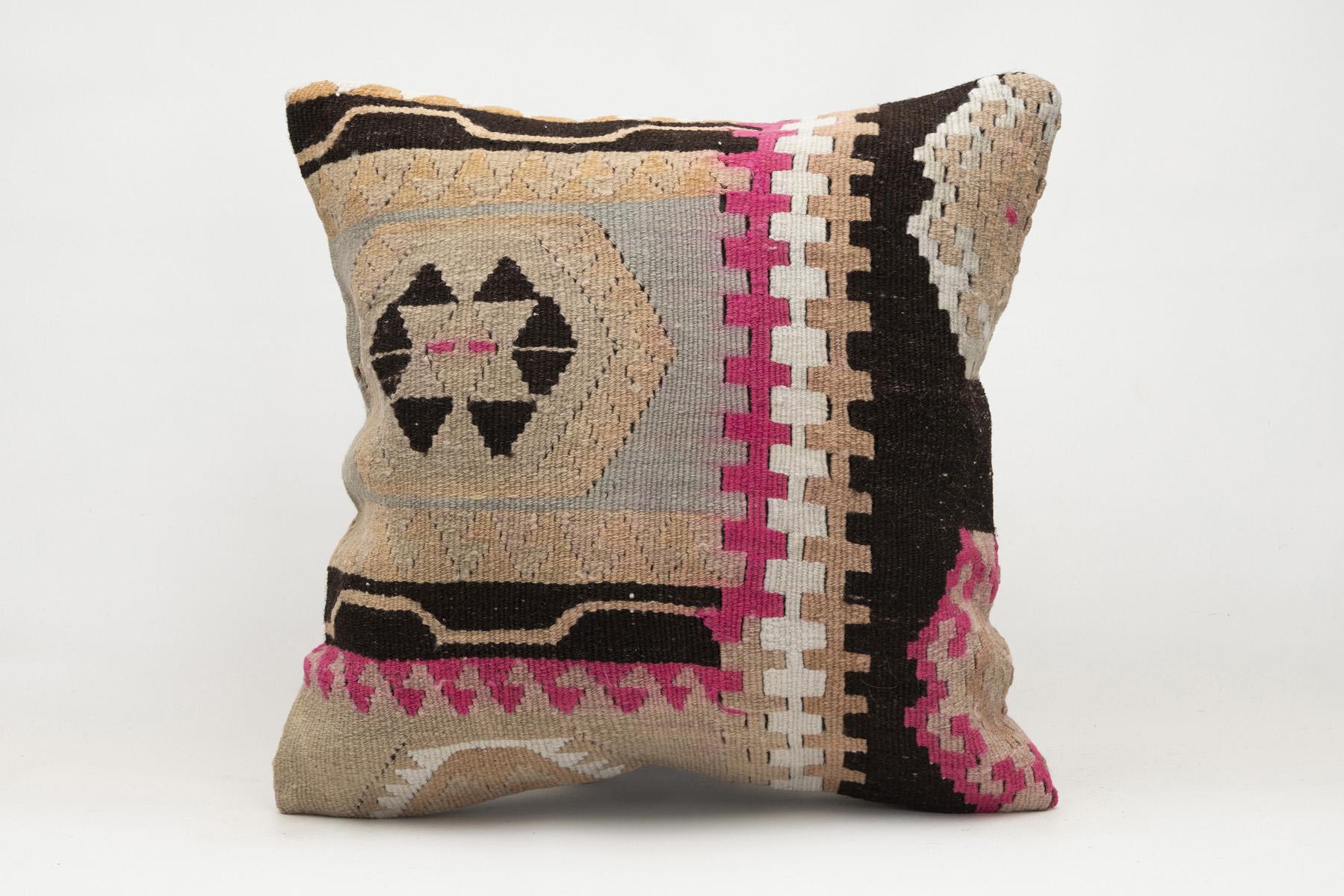 20x20 inches (50x50 cm) Kilim Pillow | KILIM WHOLESALE - Vintage Handmade Pillows - Vintage Handmade Kilim Rugs - It is 100% wool. Artistic and historical rugs. Old handwoven rugs. - Online hand woven rugs and kilim cushions sales. Shipping to a