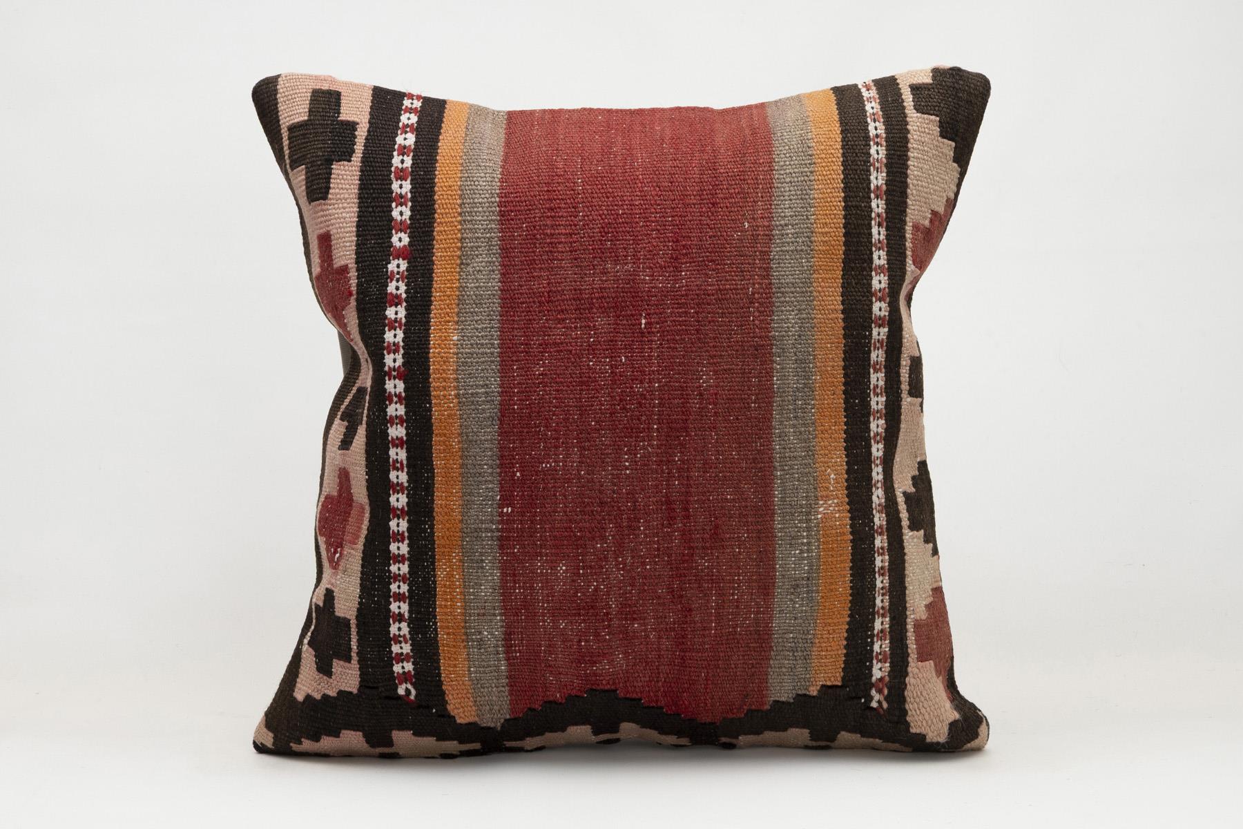 20x20 inches (50x50 cm) Kilim Pillow | KILIM WHOLESALE - Vintage Handmade Pillows - Vintage Handmade Kilim Rugs - It is 100% wool. Artistic and historical rugs. Old handwoven rugs. - Online hand woven rugs and kilim cushions sales. Shipping to a