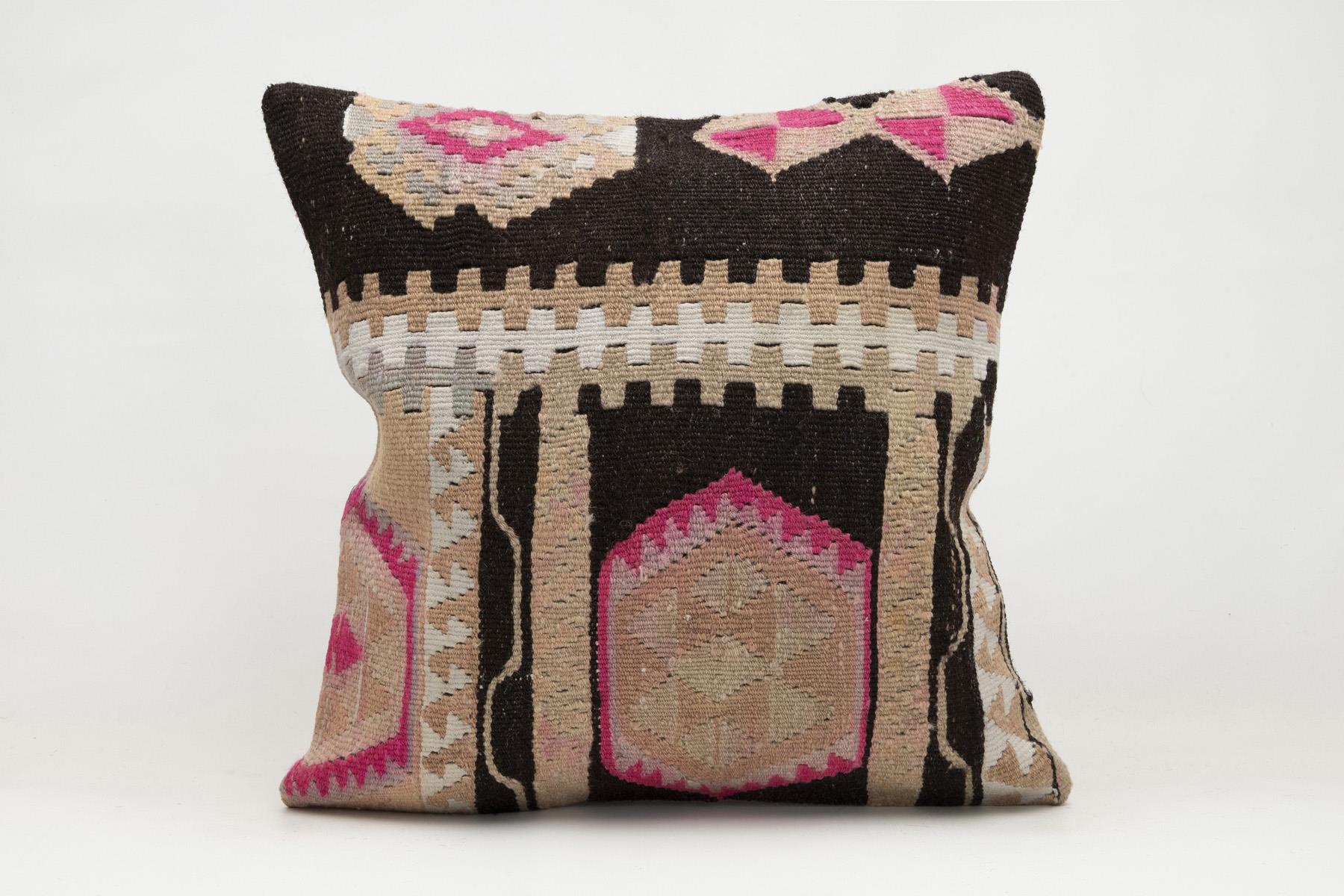 20x20 inches (50x50 cm) Kilim Pillow | KILIM WHOLESALE - Vintage Handmade Pillows - Vintage Handmade Kilim Rugs - It is 100% wool. Artistic and historical rugs. Old handwoven rugs. - Online hand woven rugs and kilim cushions sales. Shipping to a