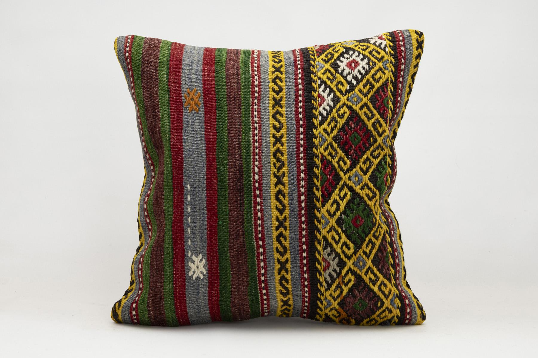 20x20 inches (50x50 cm) Kilim Pillow | KILIM WHOLESALE - Vintage Handmade Pillows - Vintage Handmade Kilim Rugs - It is 100% wool. Artistic and historical rugs. Old handwoven rugs. - Online hand woven rugs and kilim cushions sales. Shipping to a