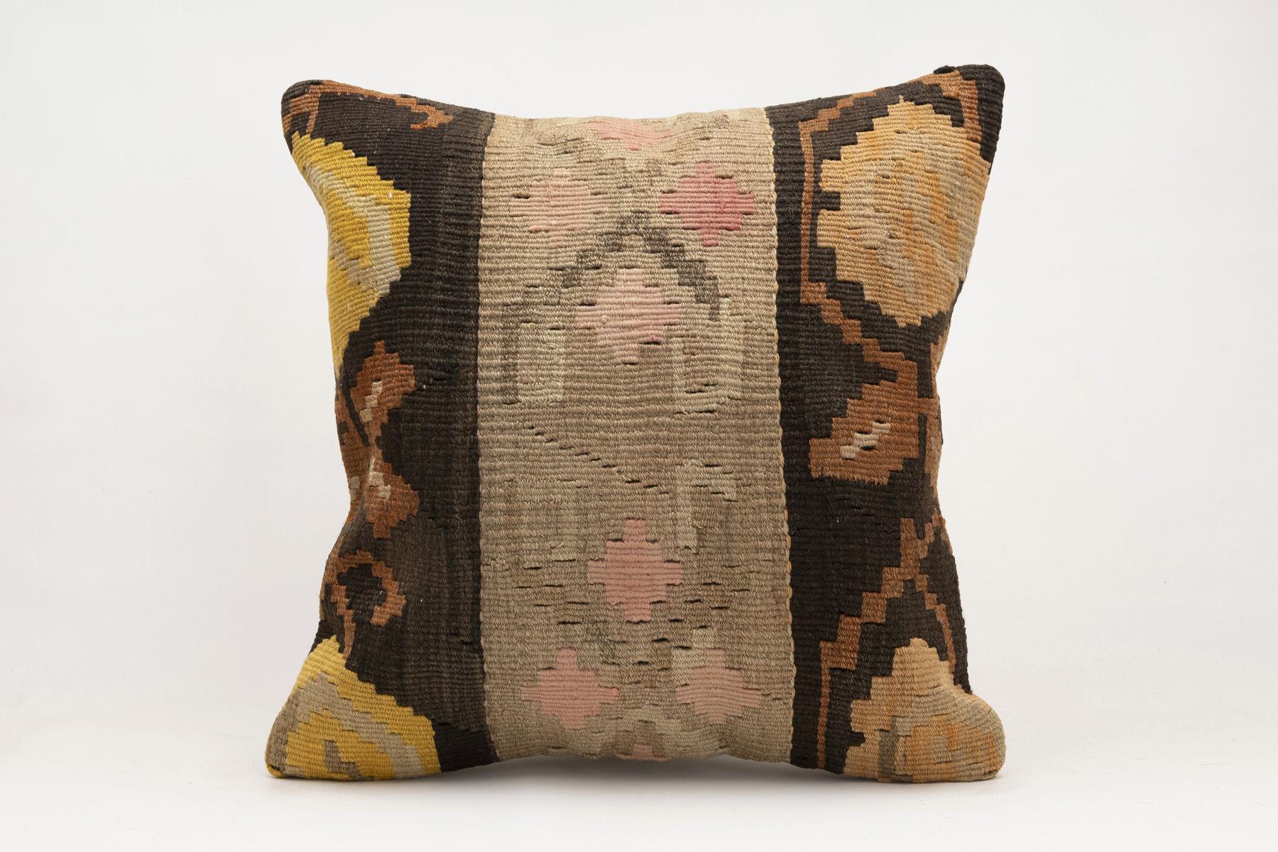 20x20 inches (50x50 cm) Kilim Pillow | KILIM WHOLESALE - Vintage Handmade Pillows - Vintage Handmade Kilim Rugs - It is 100% wool. Artistic and historical rugs. Old handwoven rugs. - Online hand woven rugs and kilim cushions sales. Shipping to a