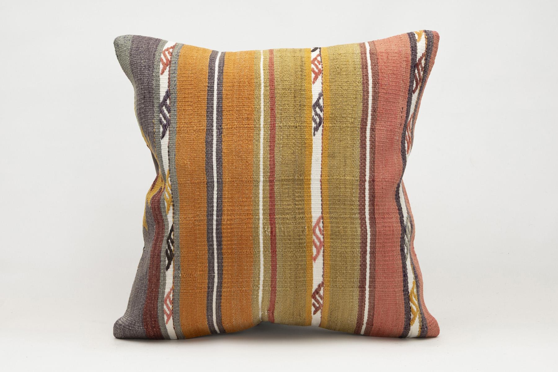 20x20 inches (50x50 cm) Kilim Pillow | KILIM WHOLESALE - Vintage Handmade Pillows - Vintage Handmade Kilim Rugs - It is 100% wool. Artistic and historical rugs. Old handwoven rugs. - Online hand woven rugs and kilim cushions sales. Shipping to a