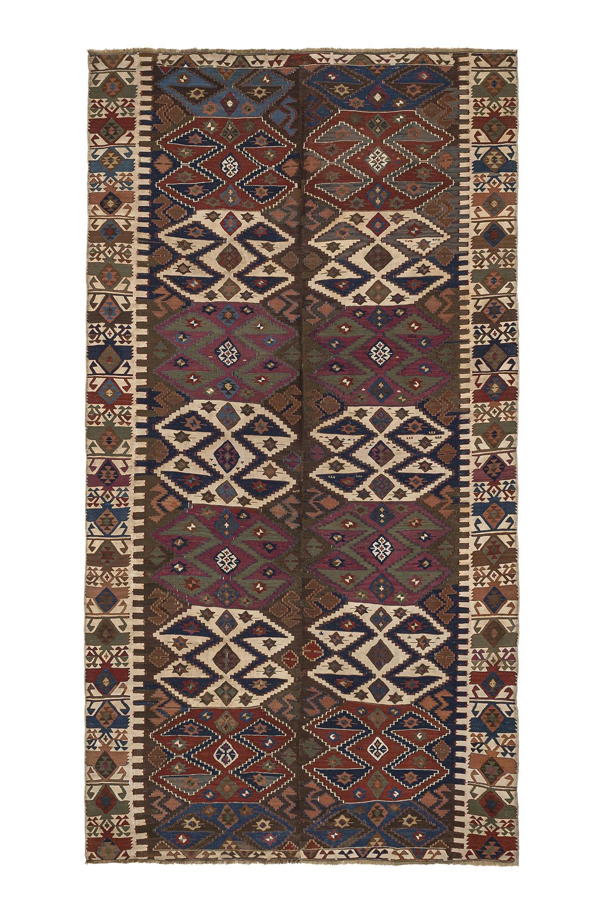 Sivas Kilim Rug (2.5 x 6.6 ft) | KILIM WHOLESALE - Vintage Handmade Pillows - Vintage Handmade Kilim Rugs - It is 100% wool. Artistic and historical rugs. Old handwoven rugs. - Online hand woven rugs and kilim cushions sales. Shipping to all ove