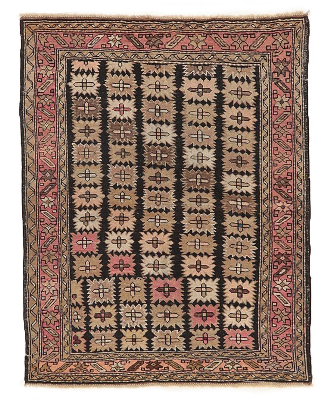 Antique Caucasian Wool Rug - 3`6'' x 4`9''